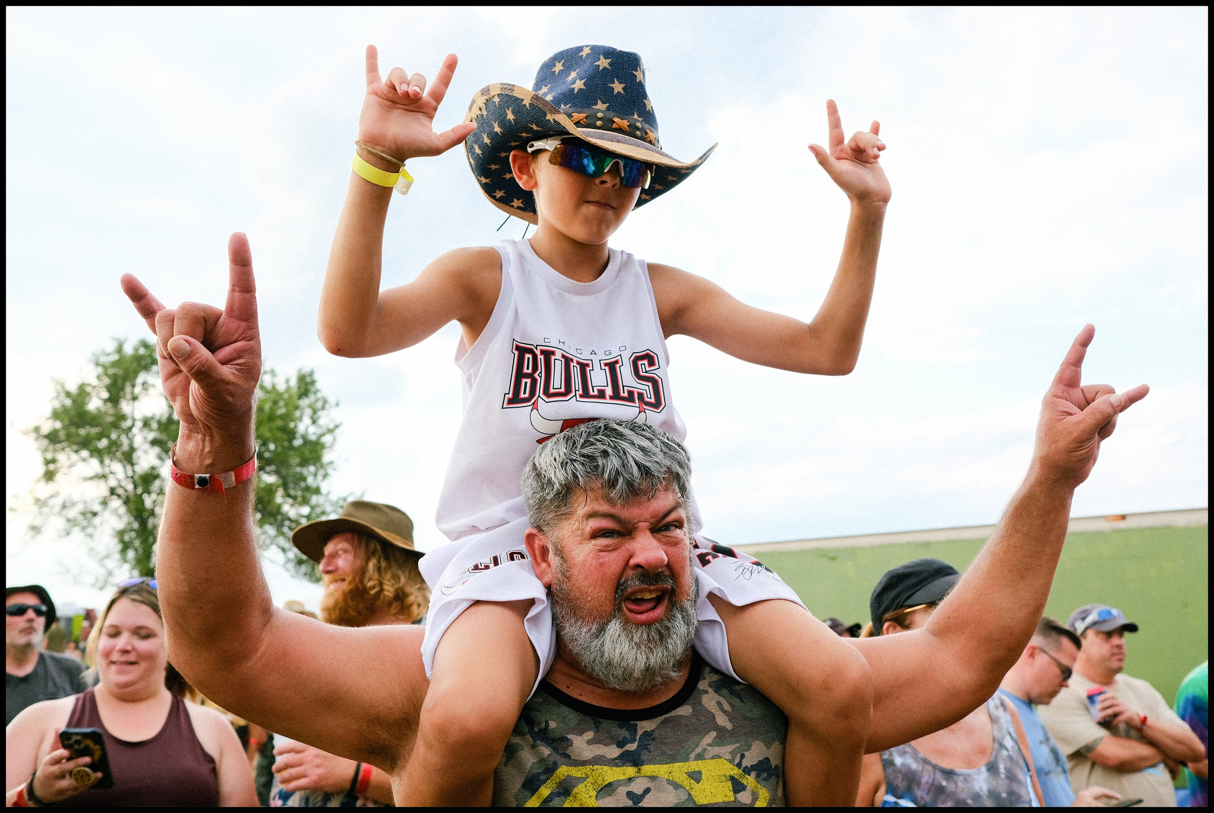 Dad and son jamming