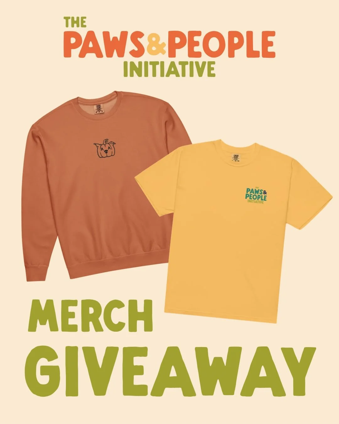 Edit: Closed! Congratulations @circle_rescue 🥳

🎃Flash fall merch giveaway!🎃

We&rsquo;re giving away one of our Pumpkin Cat or Dog sweatshirts plus a Paws &amp; People t-shirt of your choice! 

To enter simply:

1- Make sure you&rsquo;re followin