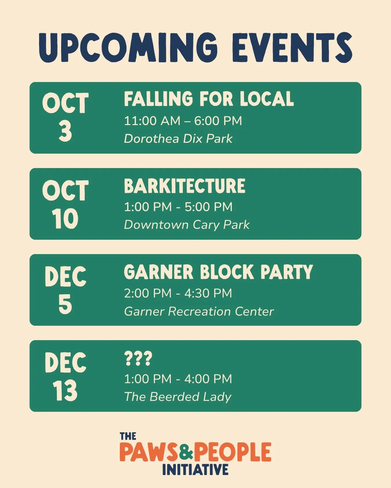 We&rsquo;re SO excited for all the events we have planned for the rest of 2026. Here&rsquo;s what we&rsquo;re looking forward to:

10/3 falling for local at @dixpark from 11:00am - 6:00pm. We&rsquo;ll have a tent, a raffle, and some free toys and tre