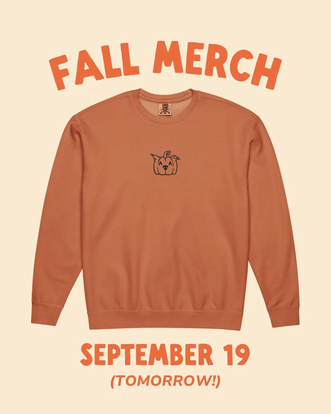 Our fall merch launches TOMORROW with an original hand drawn pumpkin design featuring one of our pittie&rsquo;s ears. What color is your fav? 

See you tomorrow at pawsandpeoplenc.org/shop 

#raleighnc #nonprofitfundraising
