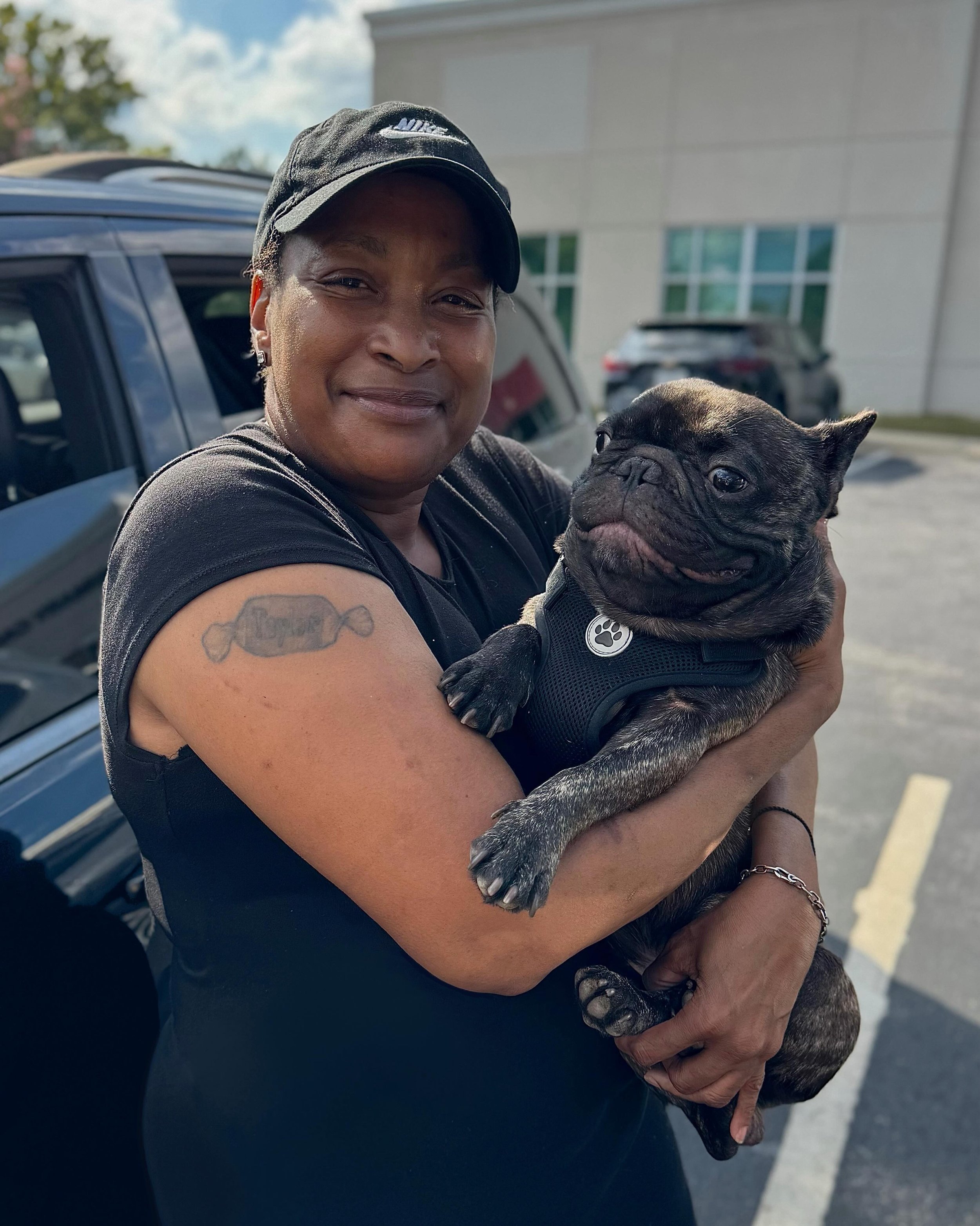 Reunited! Bleu is back home with his mom after a couple of weeks in our care. When his guardian was experiencing a medical emergency, she had nowhere to send sweet Bleu. They were living out of her car, and a doctor suggested she let animal control t