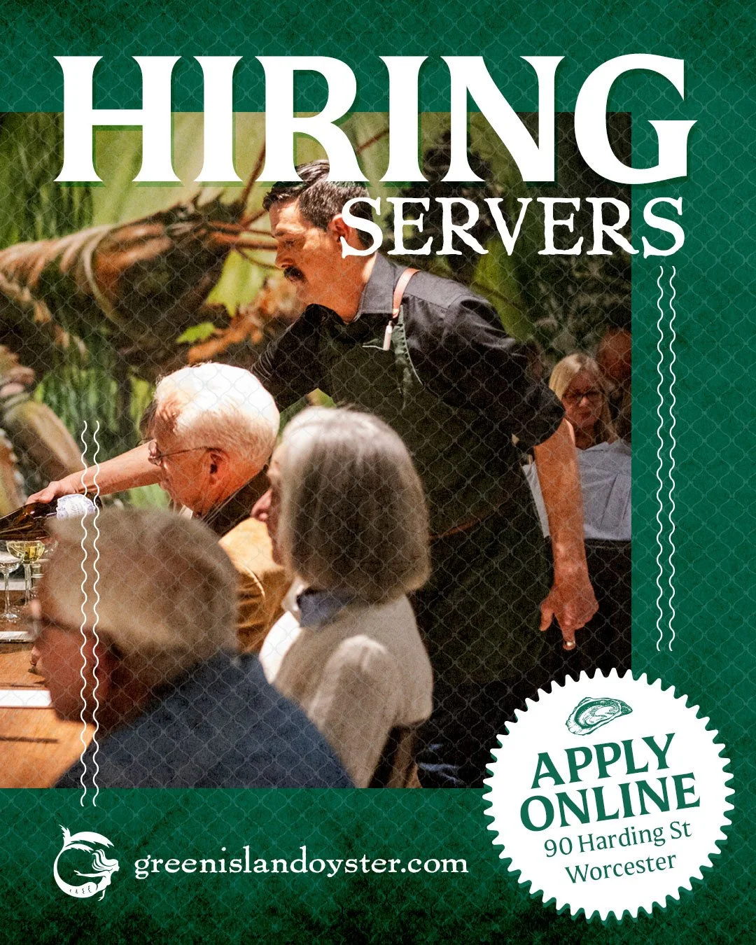 Love great seafood, busy shifts, and a team that knows how to have fun while delivering great hospitality?⁠
⁠
Green Island Oyster is hiring Servers to join our crew.⁠
⁠
From our raw bar and fresh seafood to tiki cocktails and one of Worcester's best 