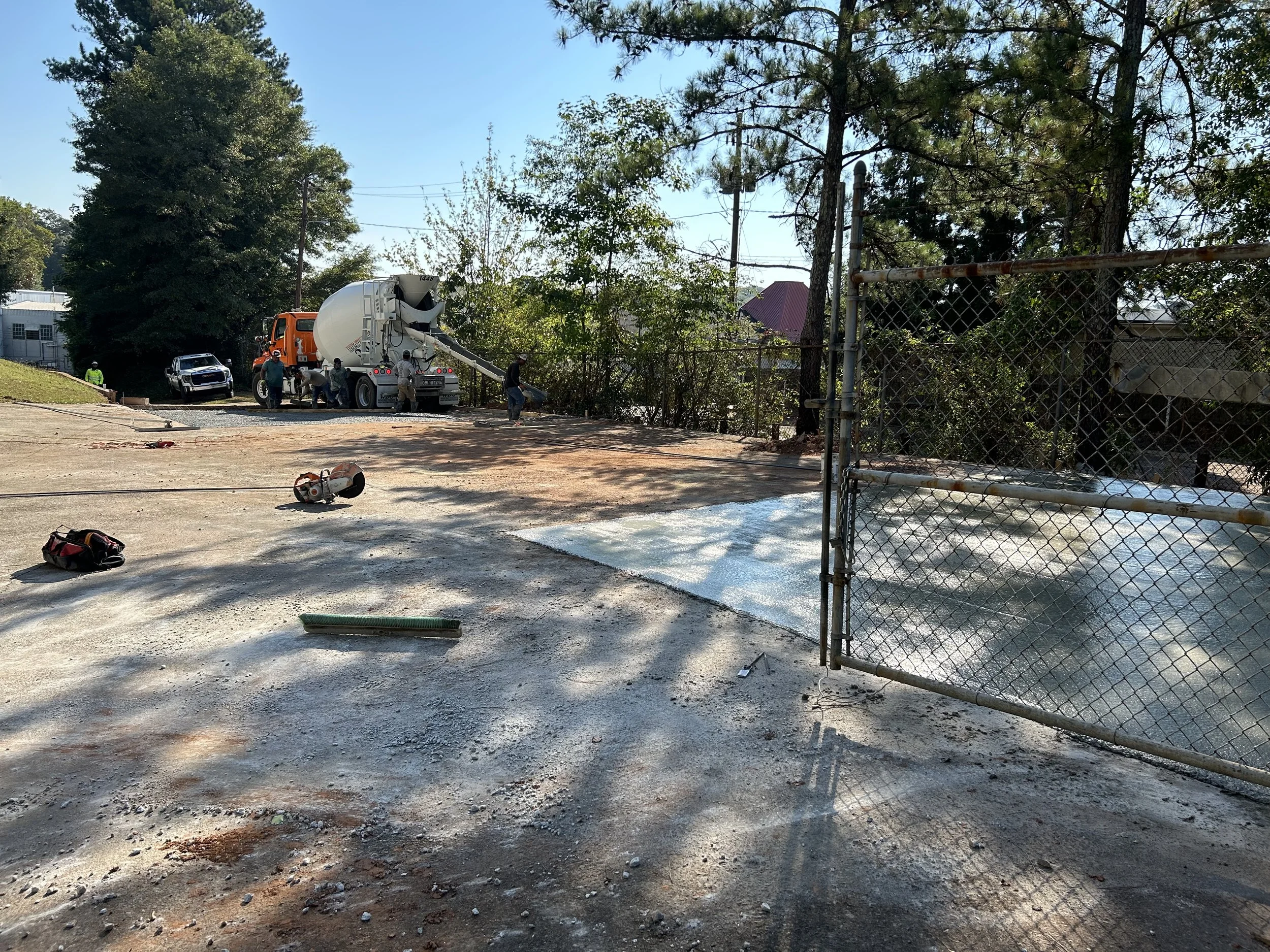 Replacement concrete pad area after subgrade correction and preparation for a consistent concrete thickness at the Mableton industrial facility.