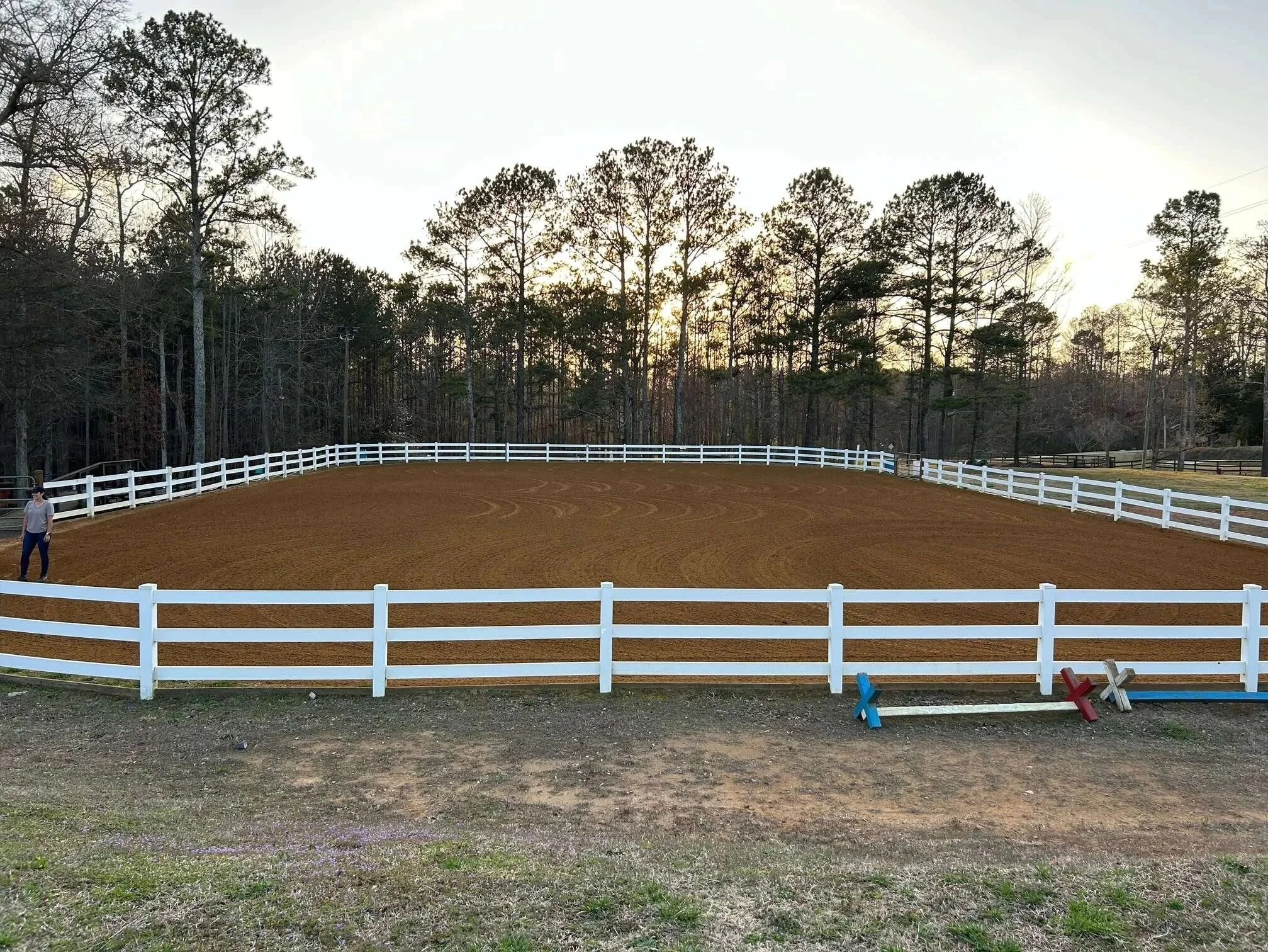 Outdoor horse arena refresh and precision grading in Dallas, GA.