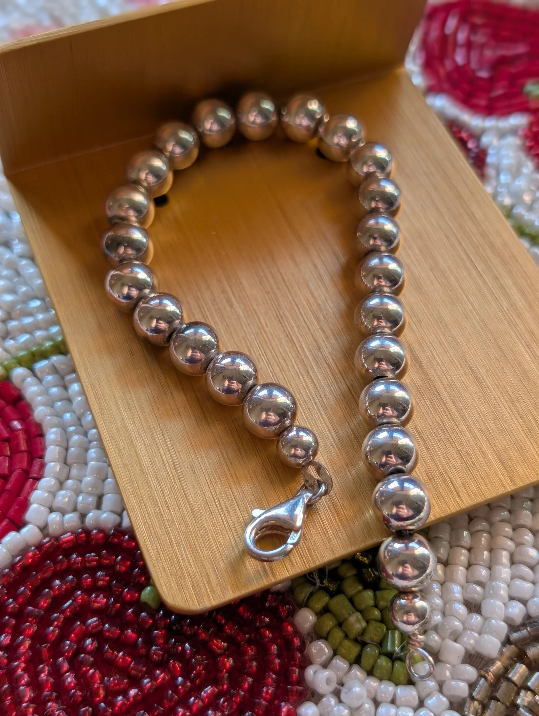 Vintage Sterling Silver Bead Bracelet
