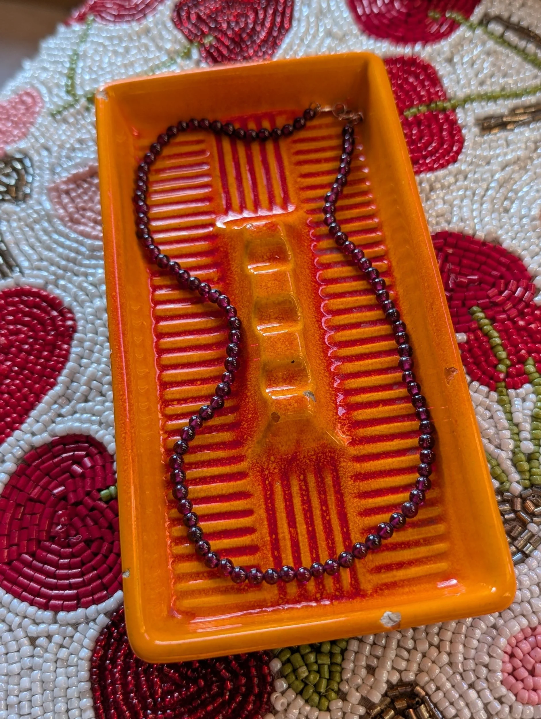 Vintage Garnet Beaded Necklace