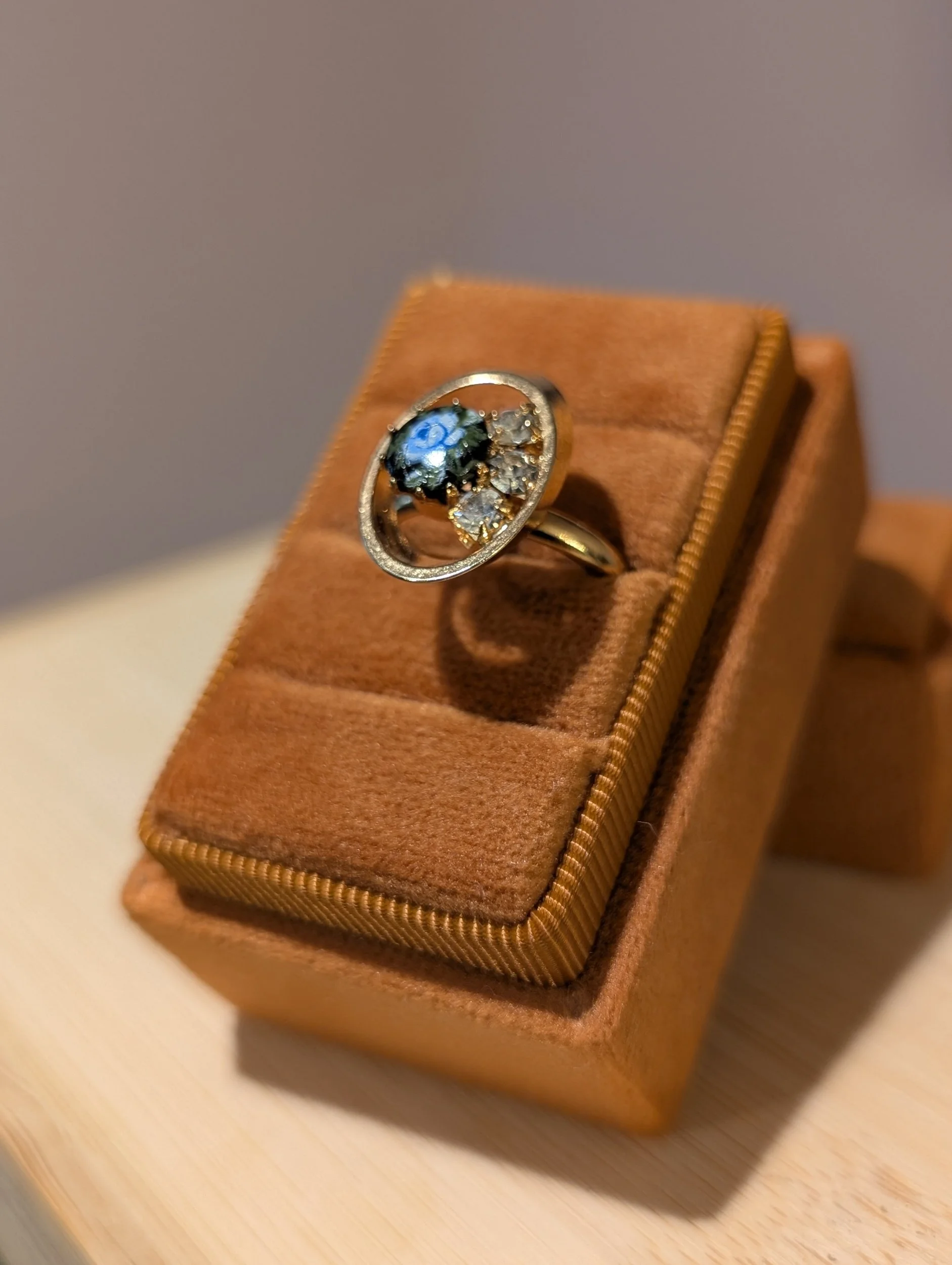 Vintage Floral Enamel Hand-Painted Ring | Size 6.5