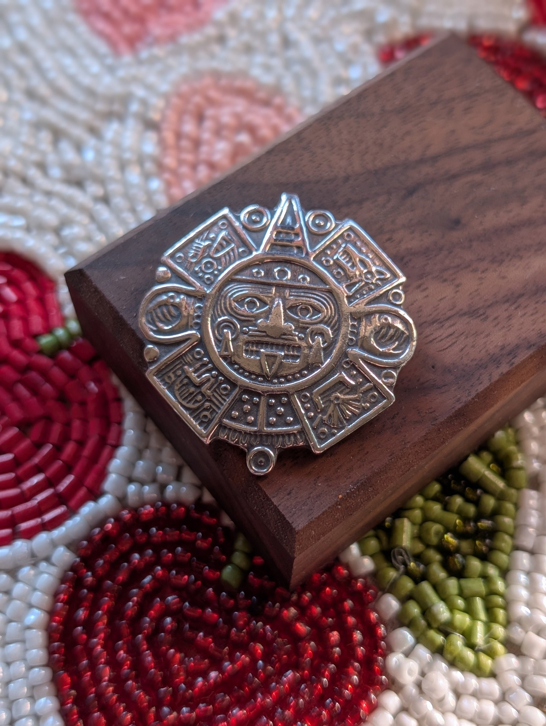 Vintage Taxco Silver Azten Sun Calendar Pendant/Brooch