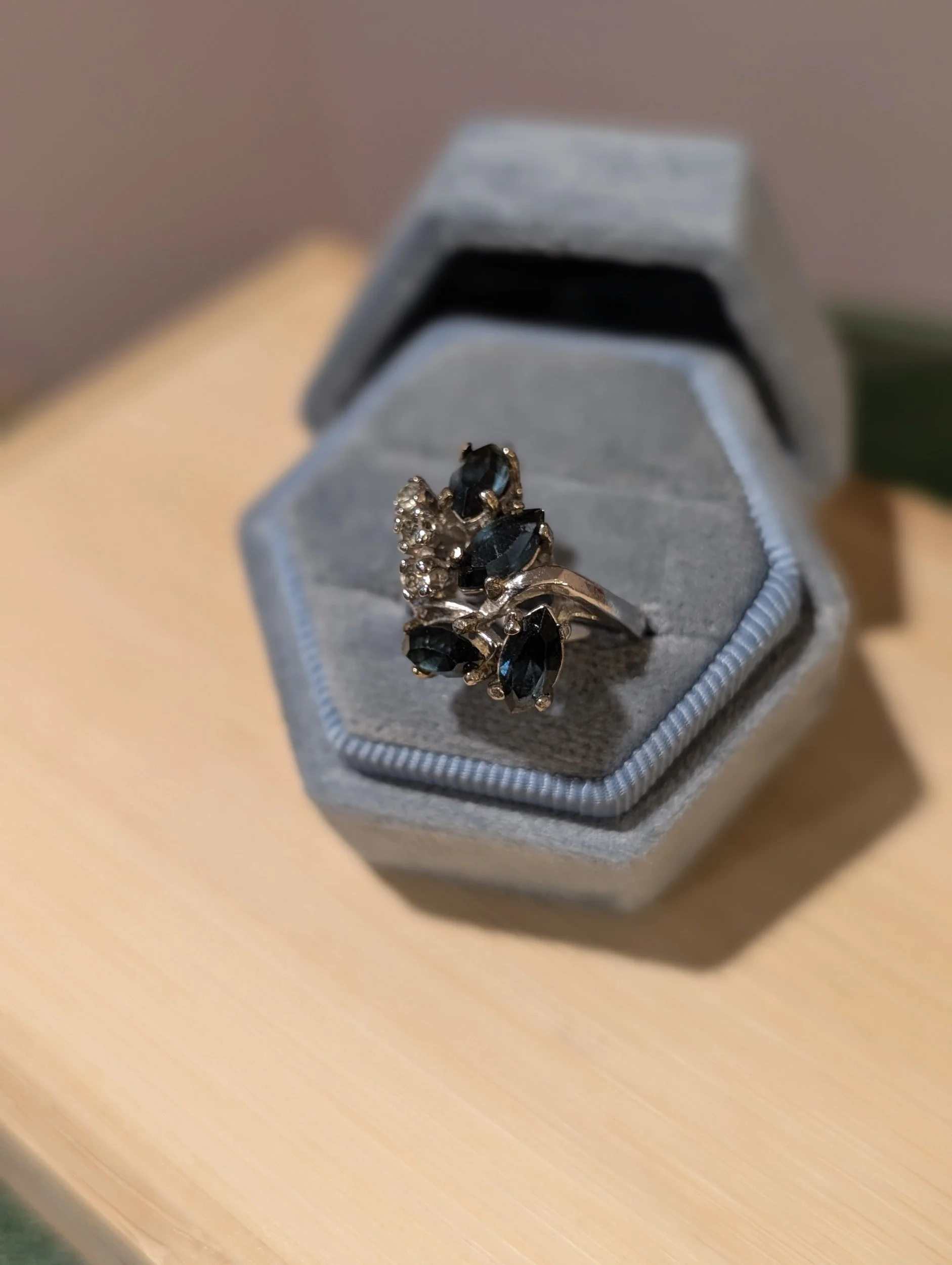 Vintage Marquise-Cut London Blue Topaz Ring | Size 5.5