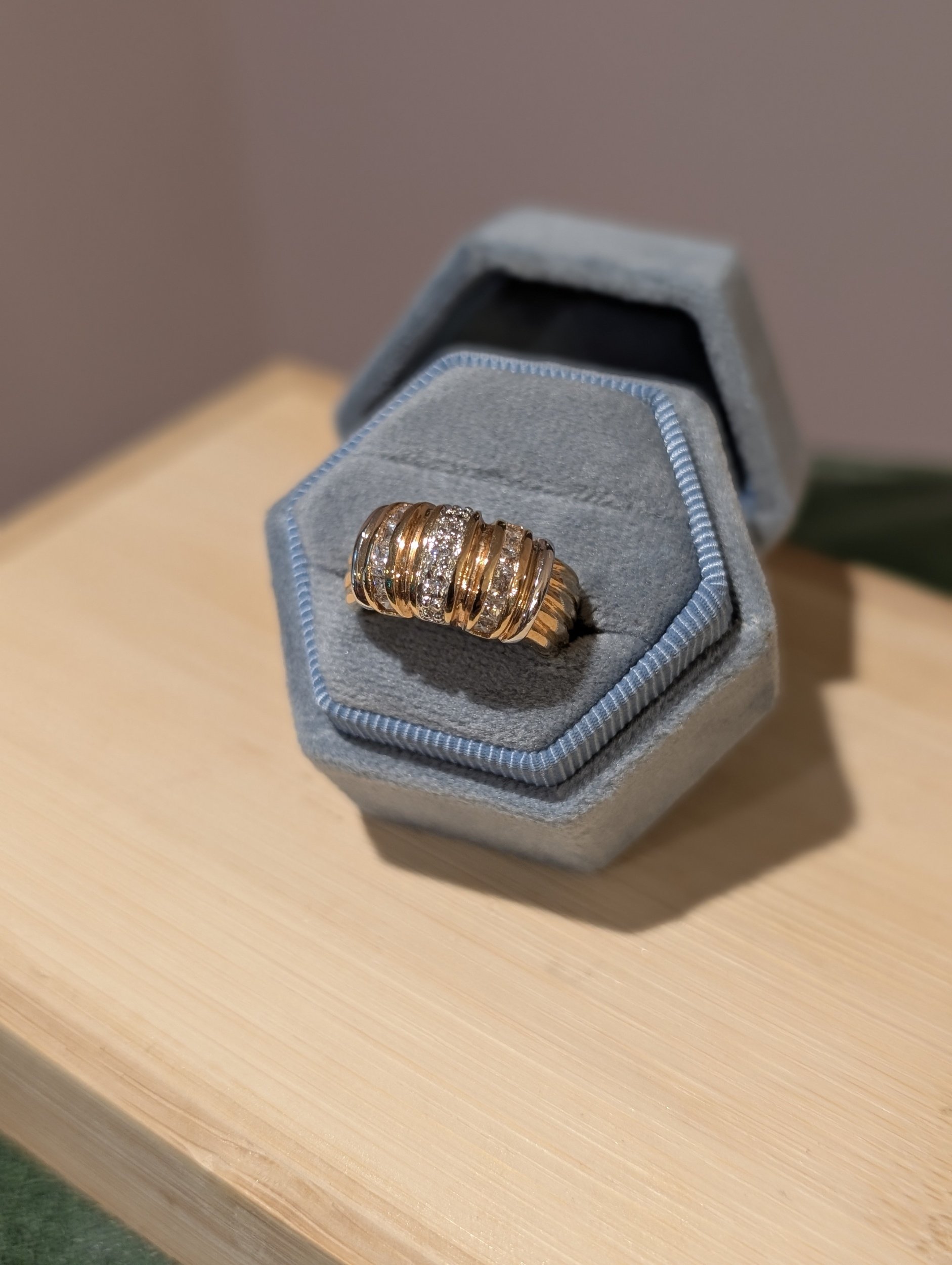 Vintage Two-Tone CZ Ring | Size 5