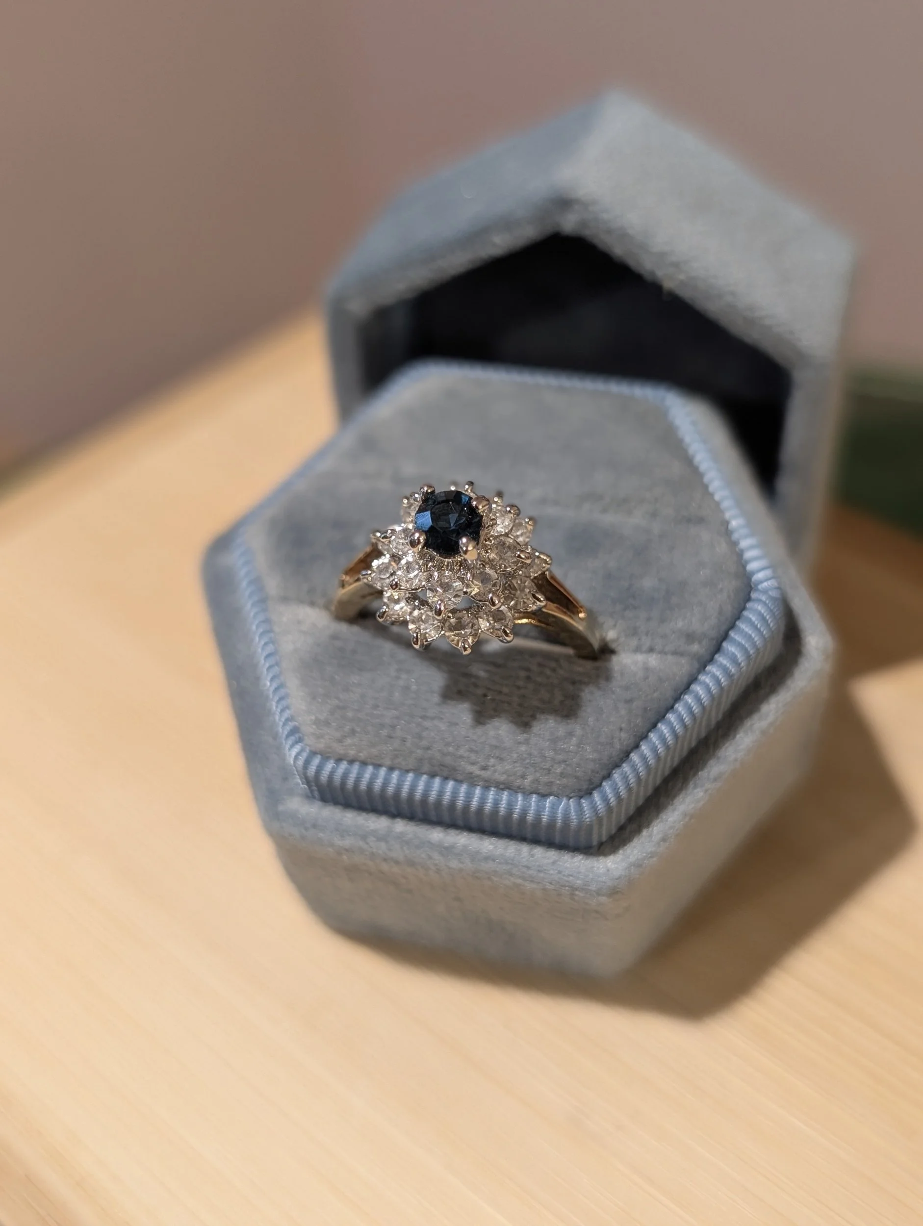 Vintage Sapphire Halo Ring | Size 6