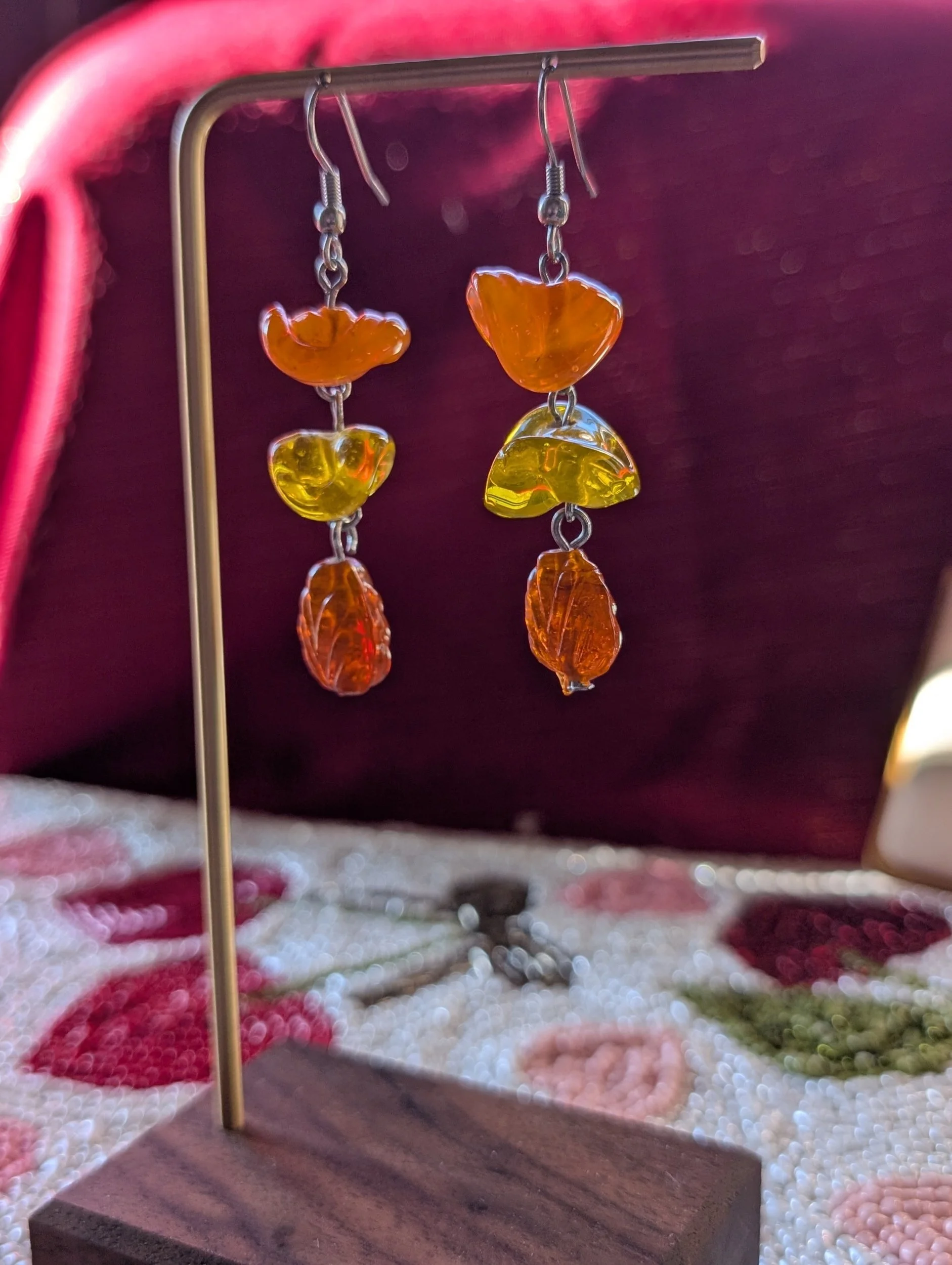 Vintage Carved Lucite Earrings