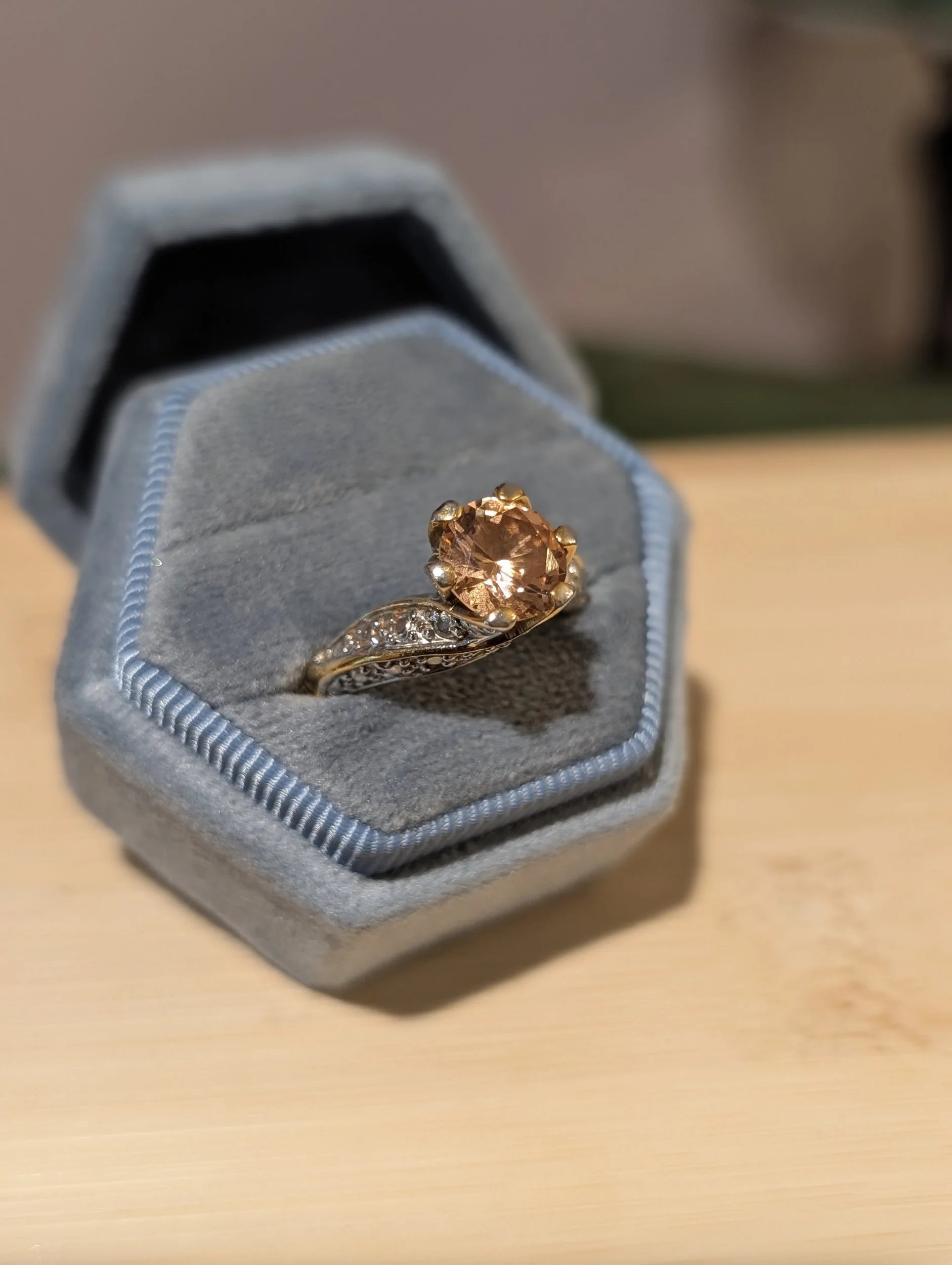 Vintage Two-Tone Citrine Ring | Size 6