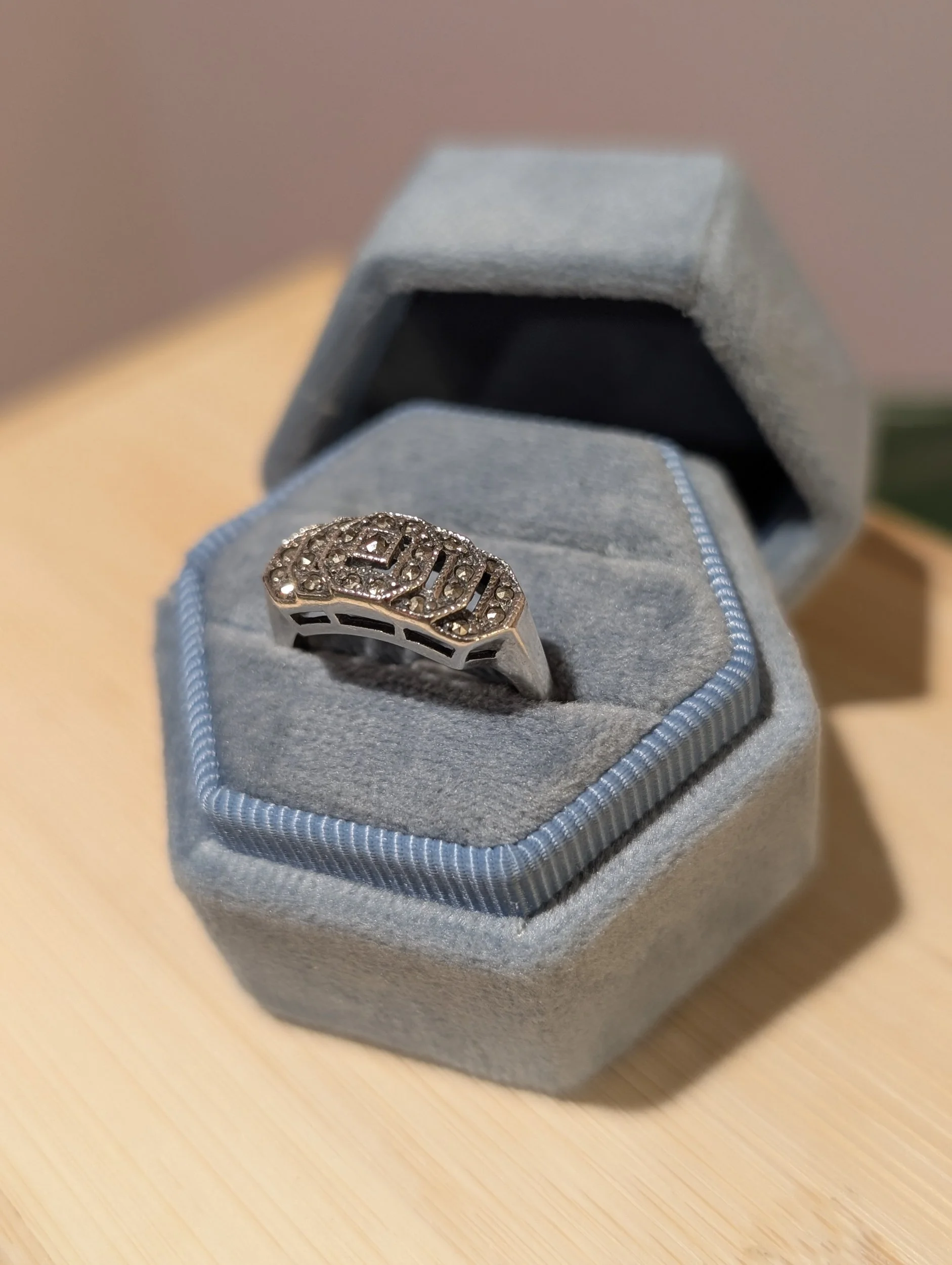 Vintage Marcasite Sterling Silver Ring | Size 7