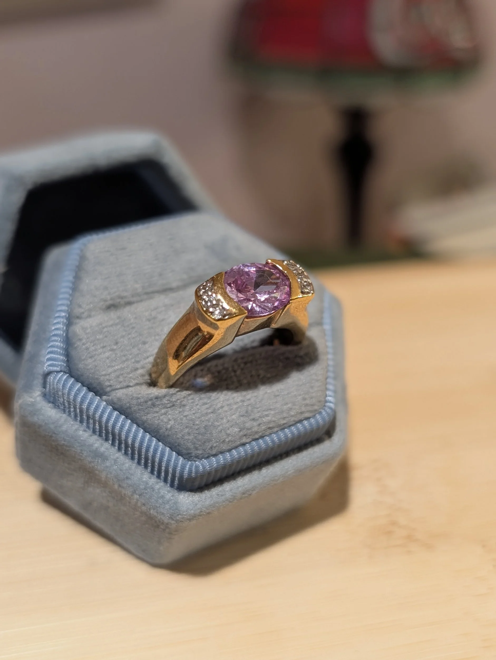 Vintage East West Amethyst Ring | Size 7