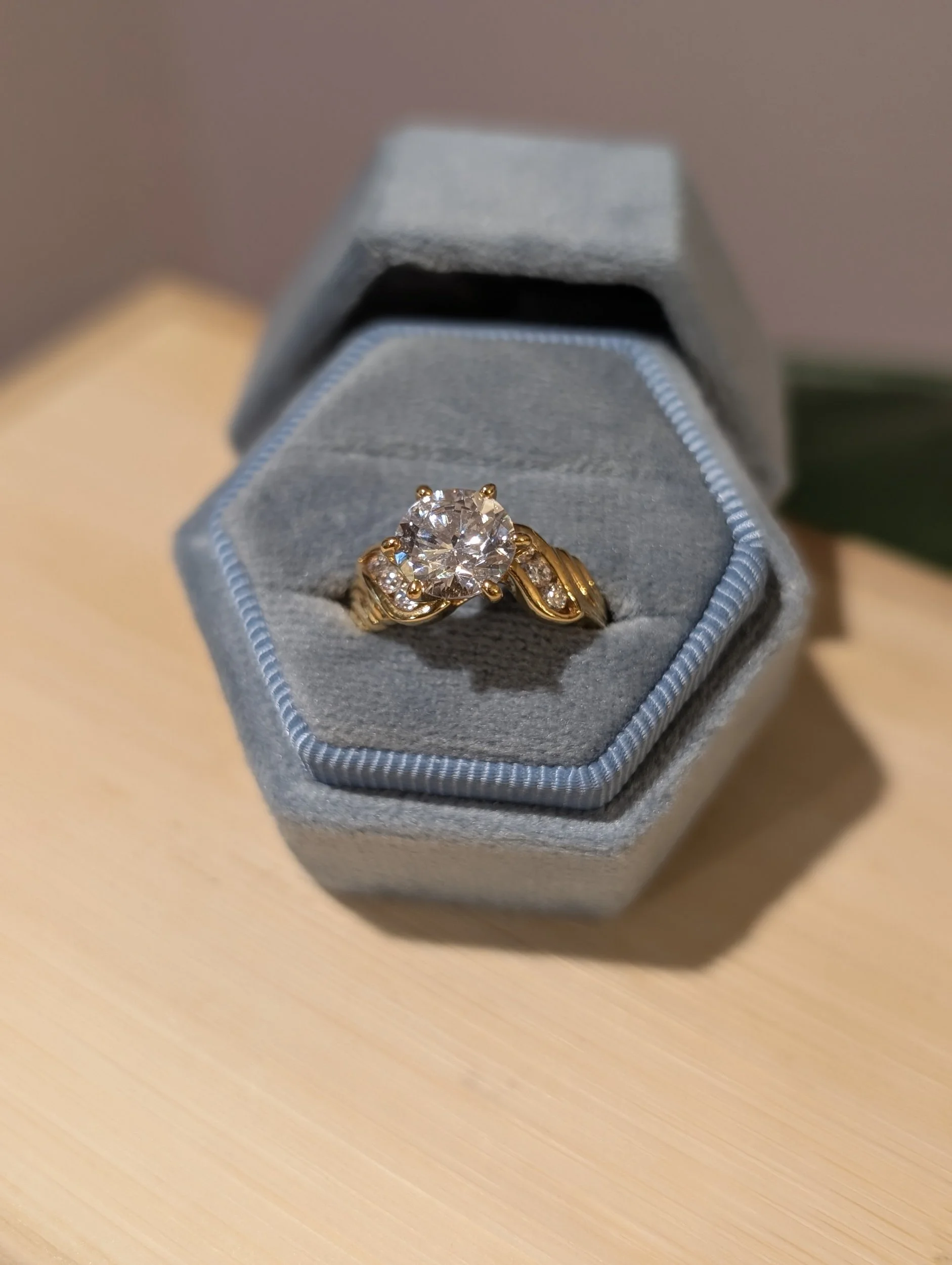 Vintage Gold Tone Aquamarine Ring | Size 5