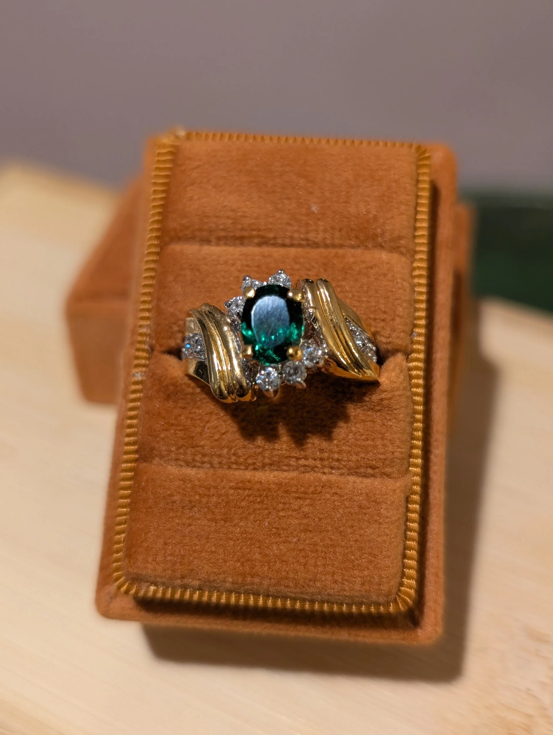 Vintage Emerald Cluster Ring | Size 7
