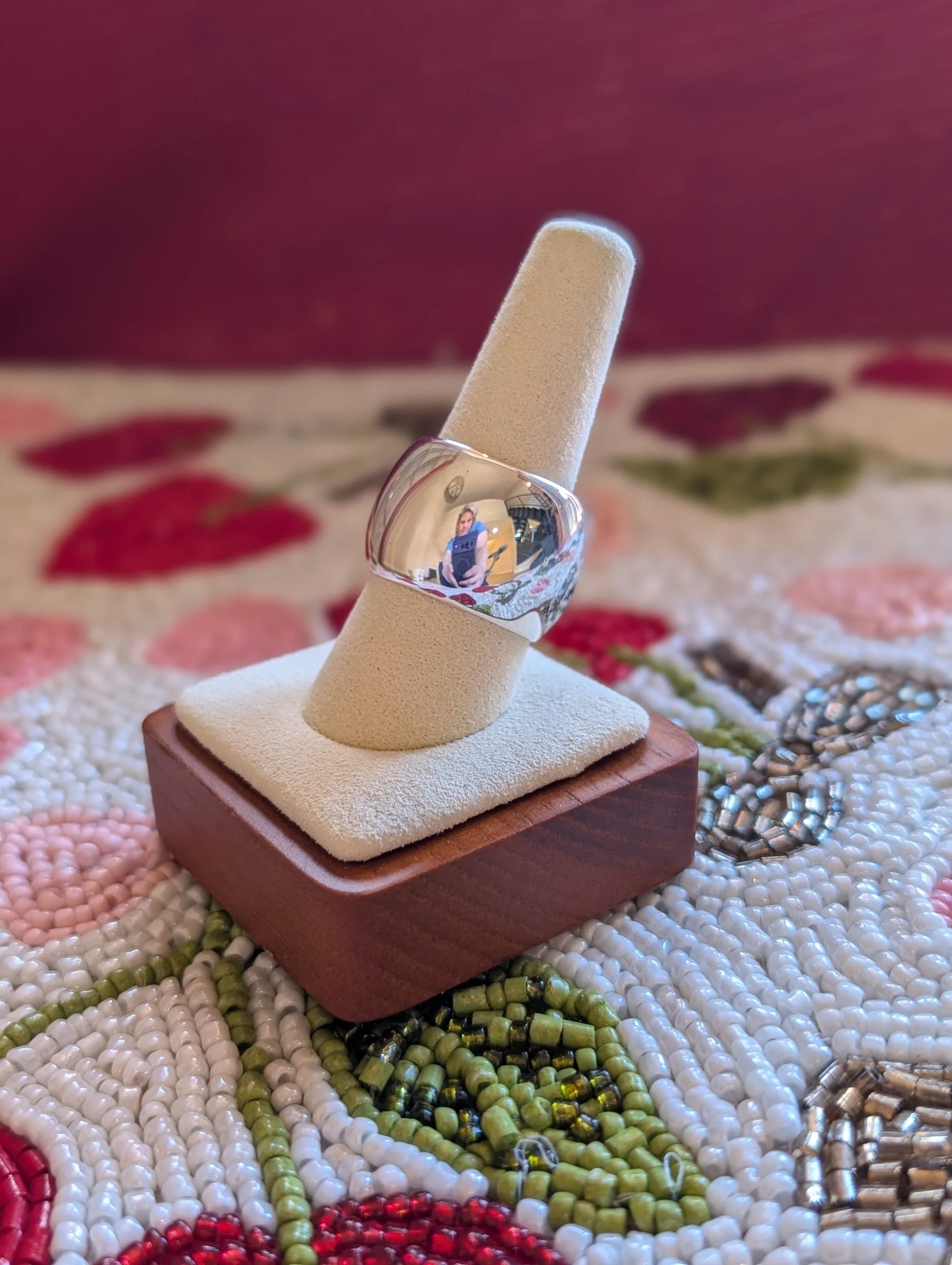 Vintage Sterling Silver Dome Band Ring - 10