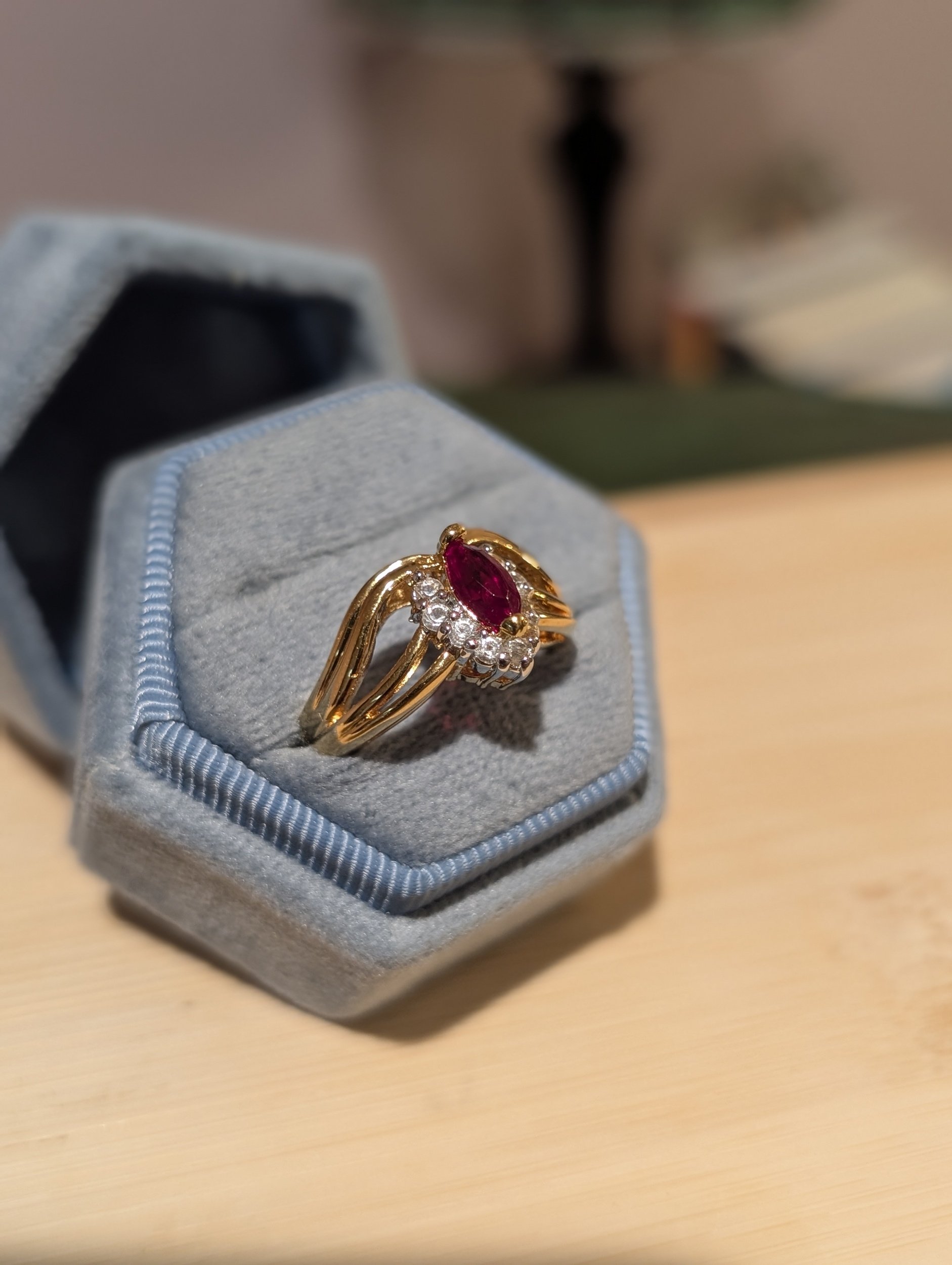 1980s Vintage Lab Ruby Ring | Size 7