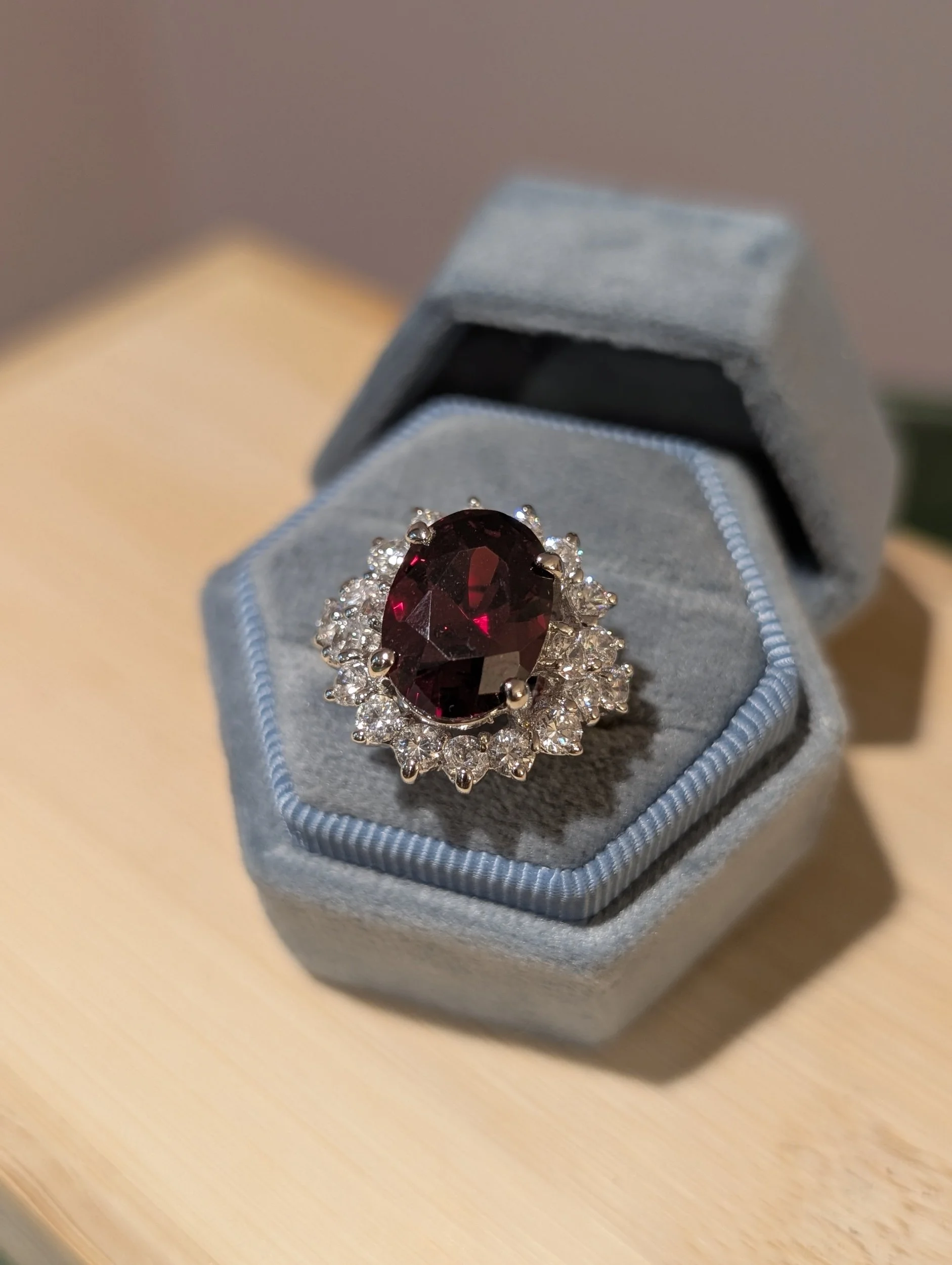 Vintage Garnet Halo Ring | Size 6