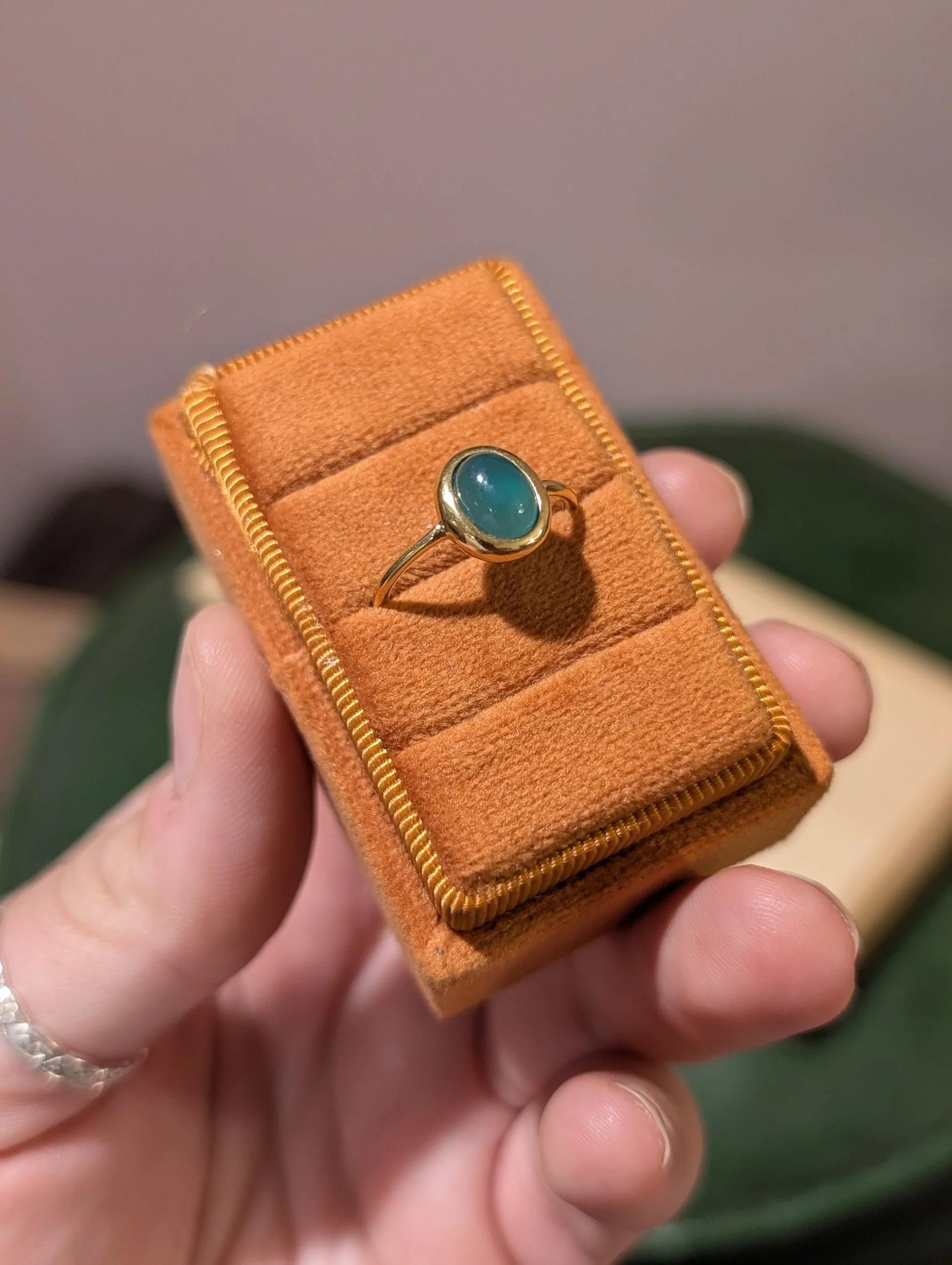 Green Onyx Gold Ring | Size 7