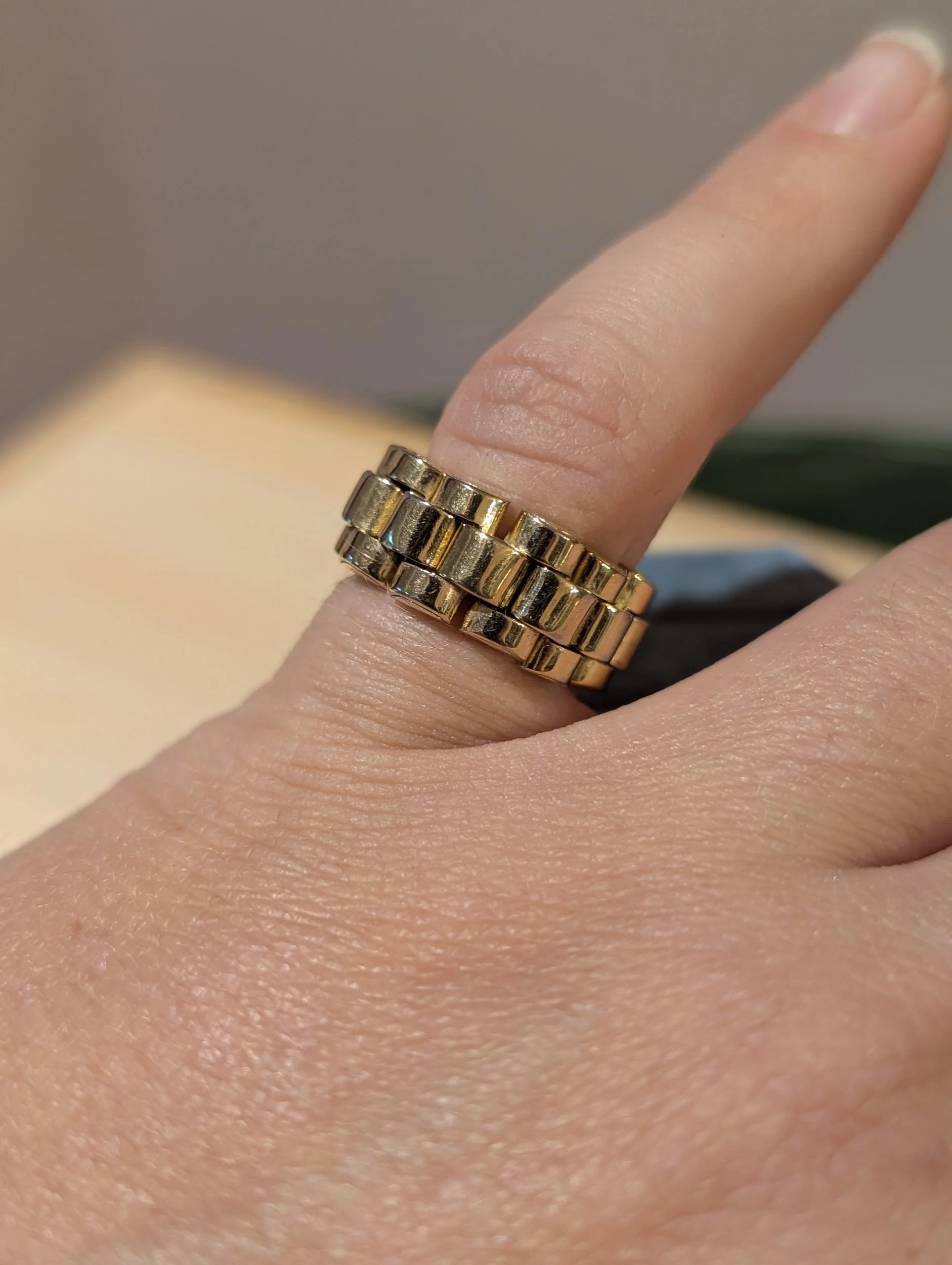 Vintage Gold Watch Band Ring