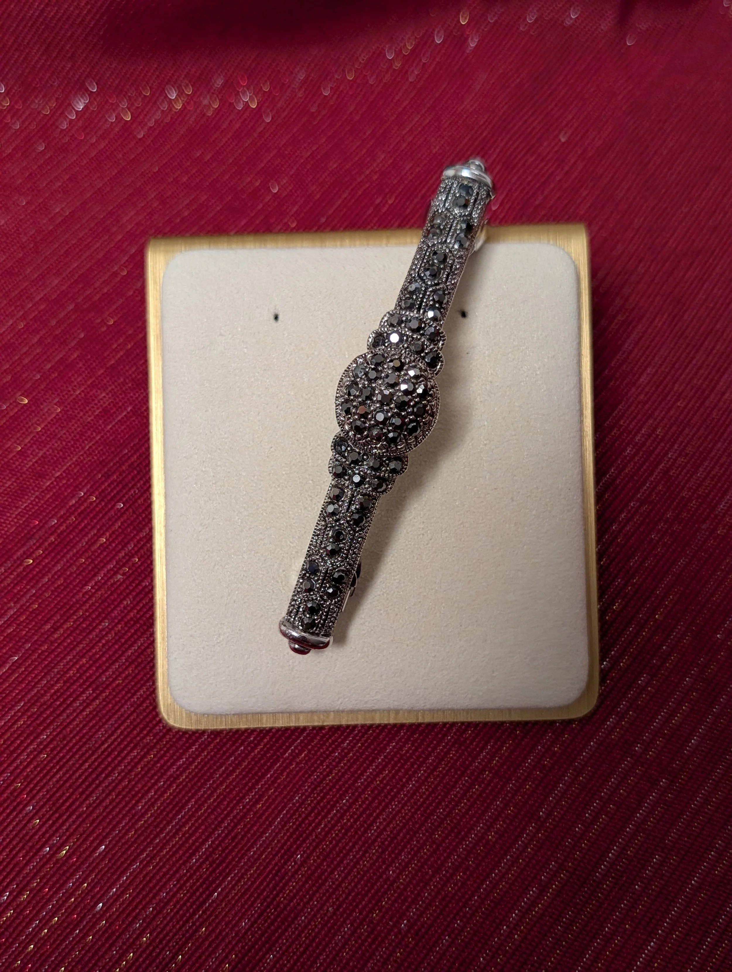 Vintage Sterling Silver Marcasite Hair Barrette
