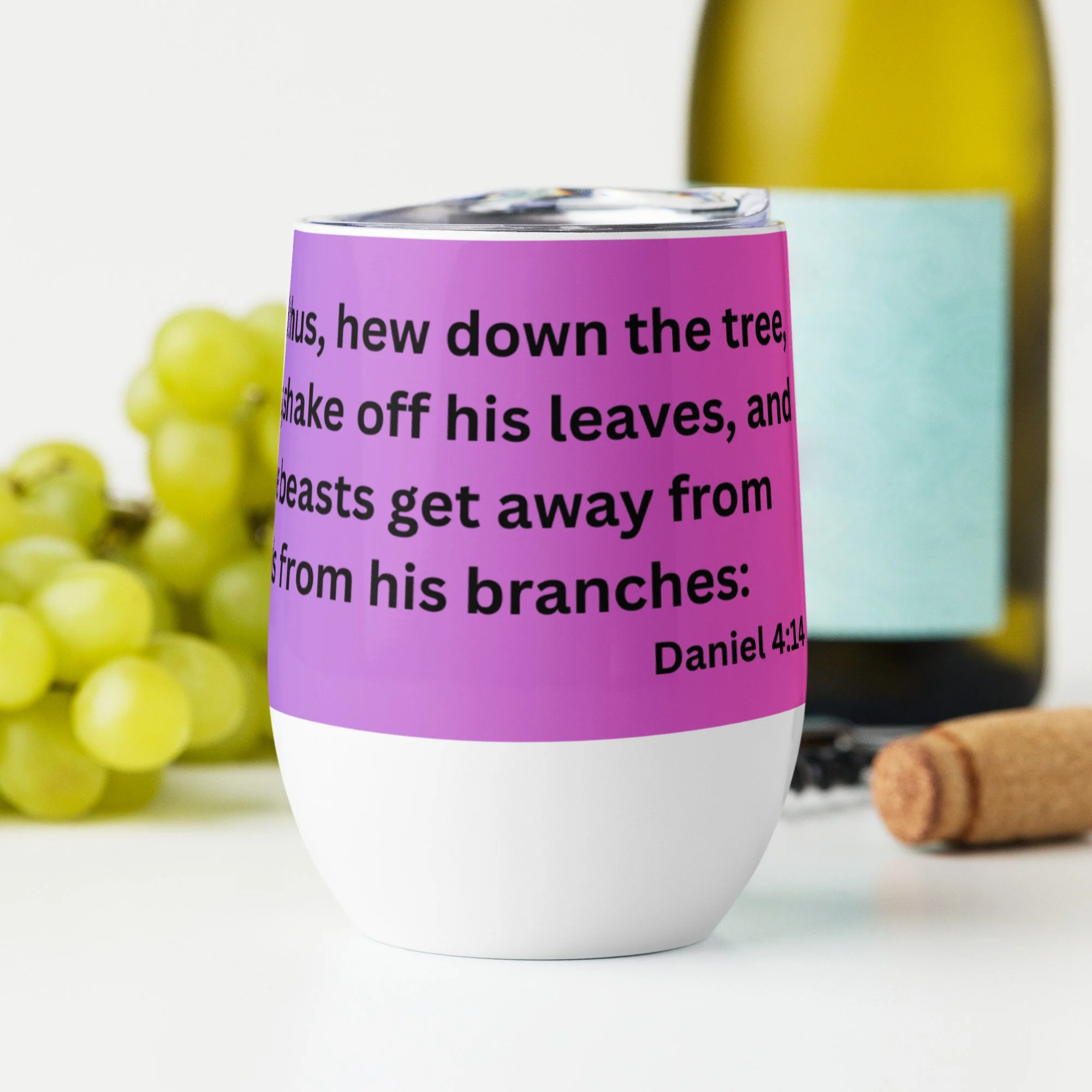 Daniel 4:13 Bible verse 12oz wine tumbler A watcher and a holy one Christian inspirational insulated cup