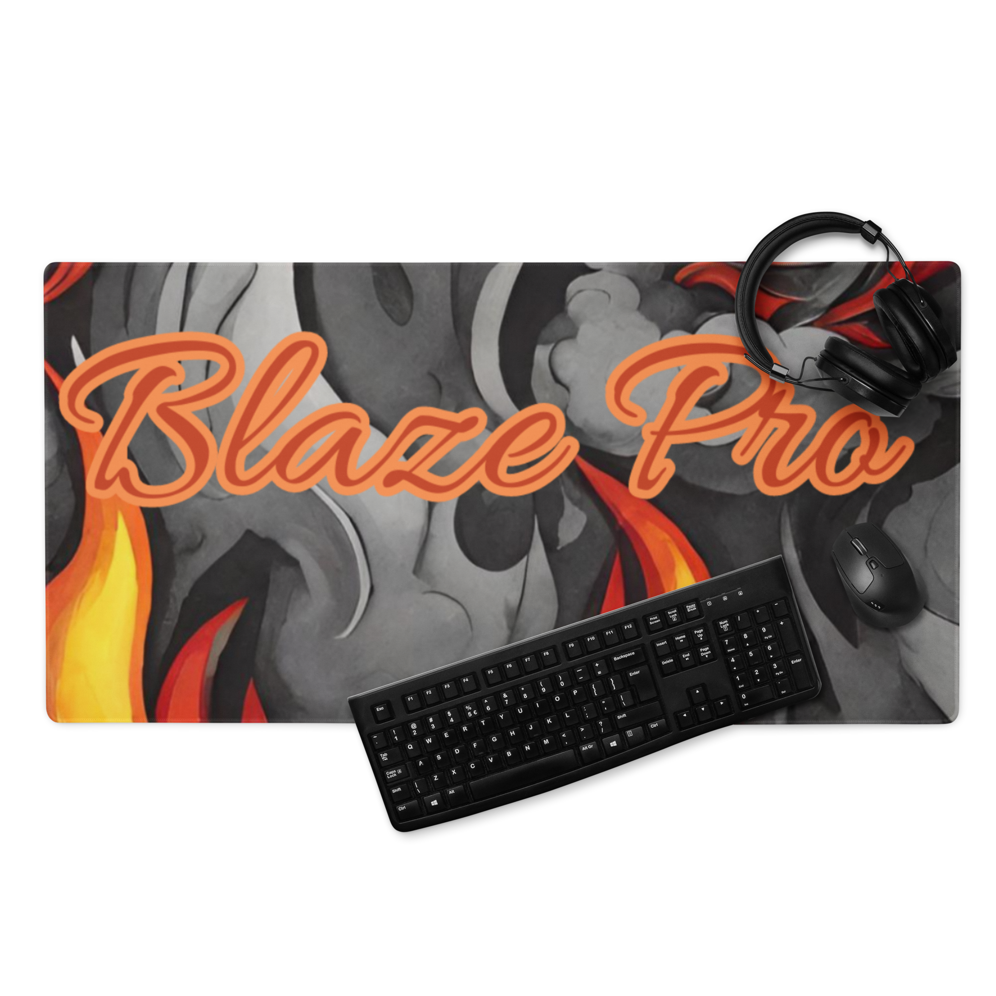 Blaze Pro Flames & Smoke Gaming Mouse Pad 36in x 18in – Large Extended Fire Design Desk Mat for Pro Gamers