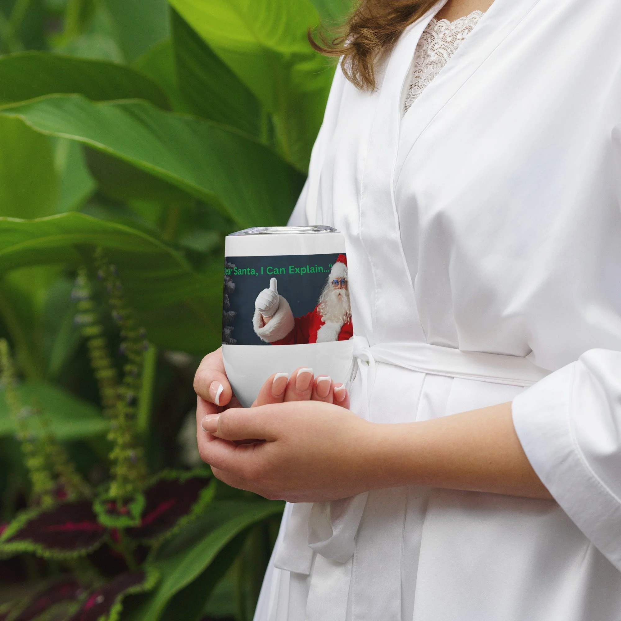 Dear Santa I Can Explain 12oz wine tumbler funny Christmas stainless steel gift for adults