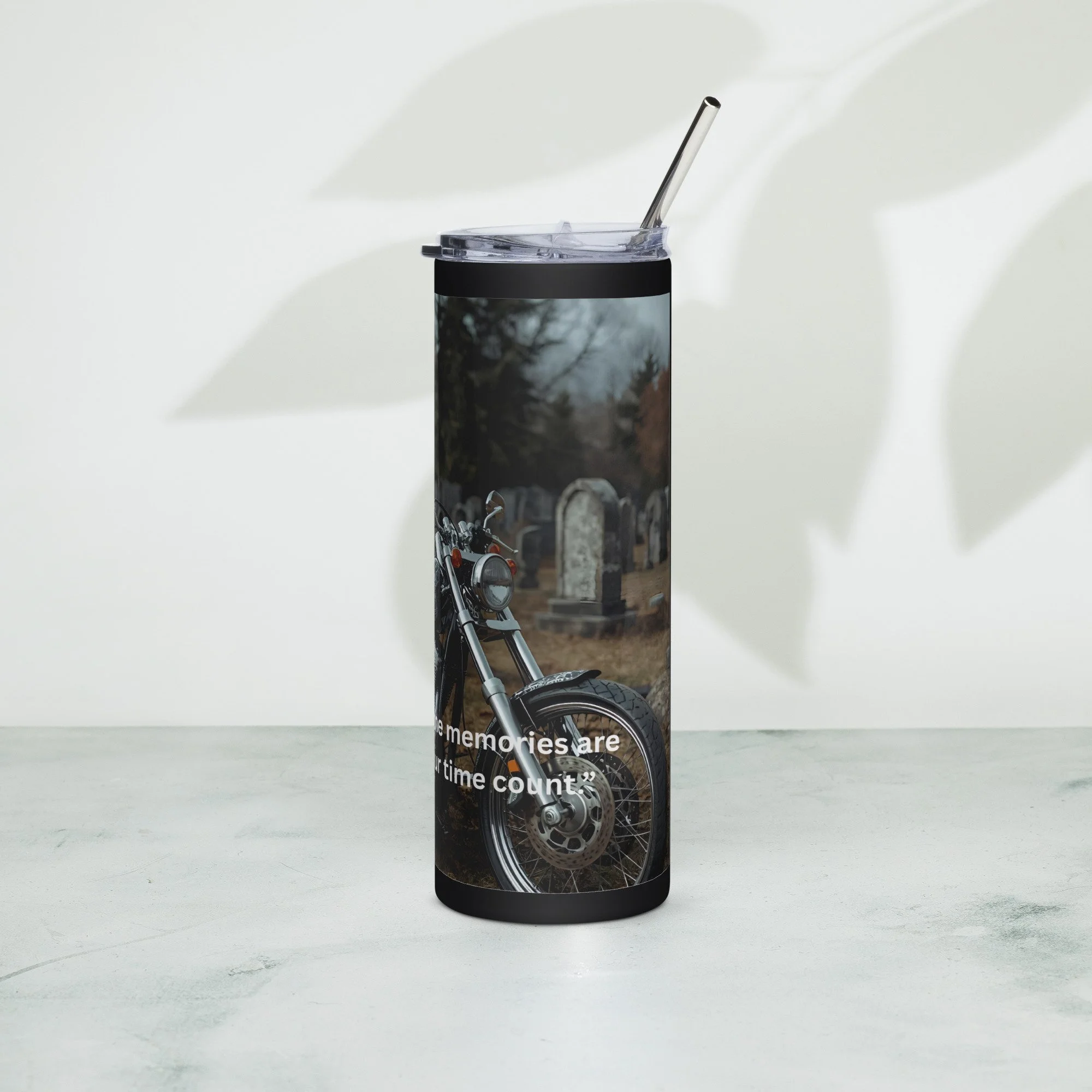 20oz skeleton motorcycle tumbler gothic biker stainless steel travel cup with skeleton rider design