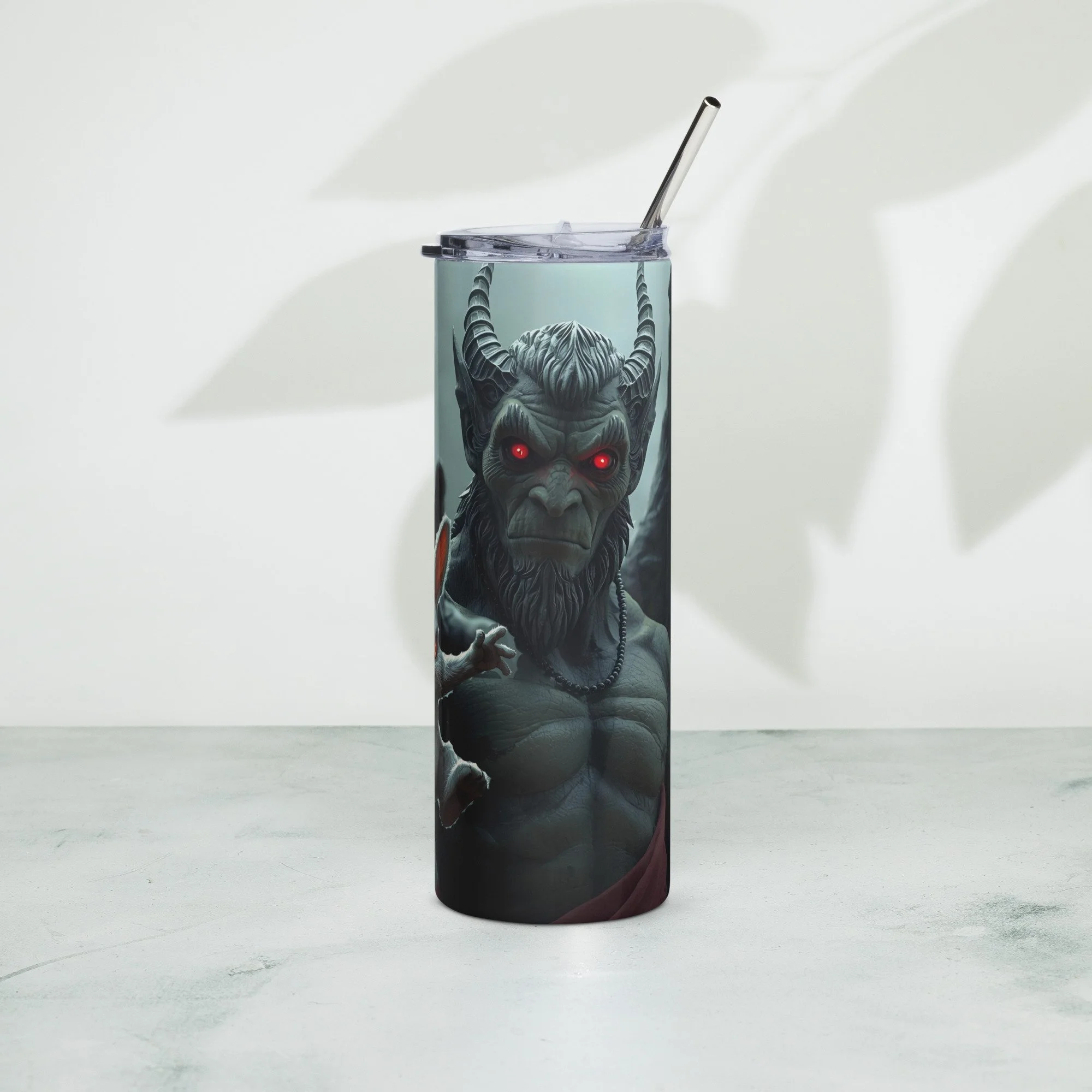 20oz evil bunny stainless steel tumbler with straw featuring horror rabbit design insulated travel cup