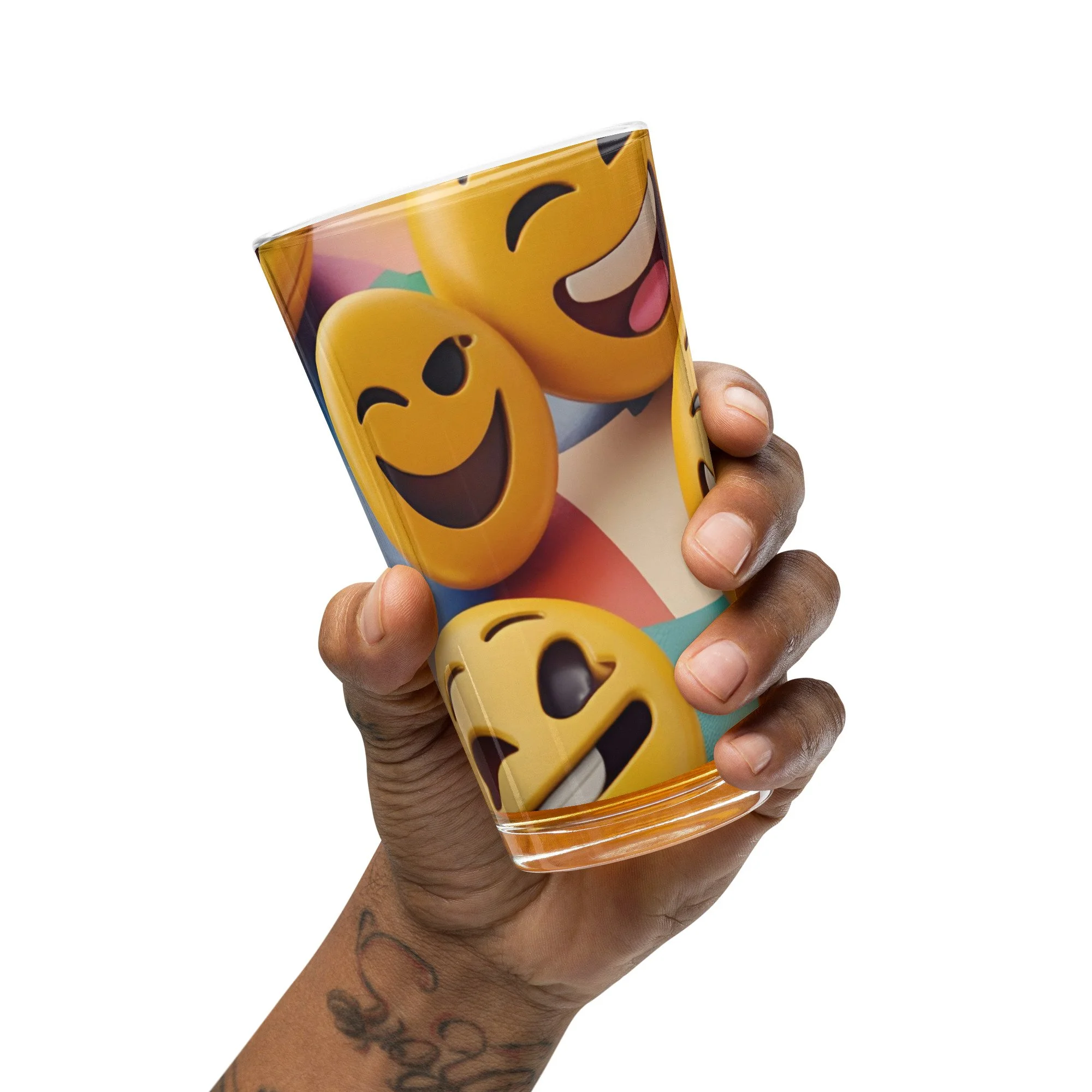 Retro Smiley Face 16 oz shaker-style pint glass for beverages, collectible and fun drinkware