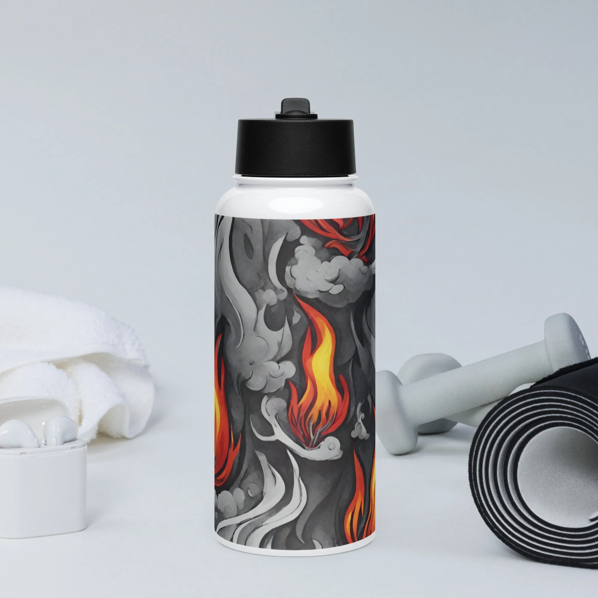 Stainless steel water bottle with straw lid, reusable durable drinkware for travel, gym, and everyday use