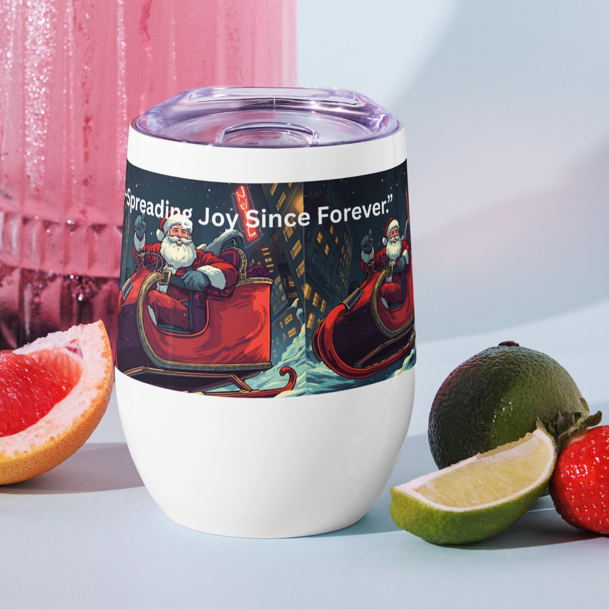 Team Santa 12oz Wine Tumbler – “Spreading Joy Since Forever” Funny Christmas Stainless Steel Holiday Cup