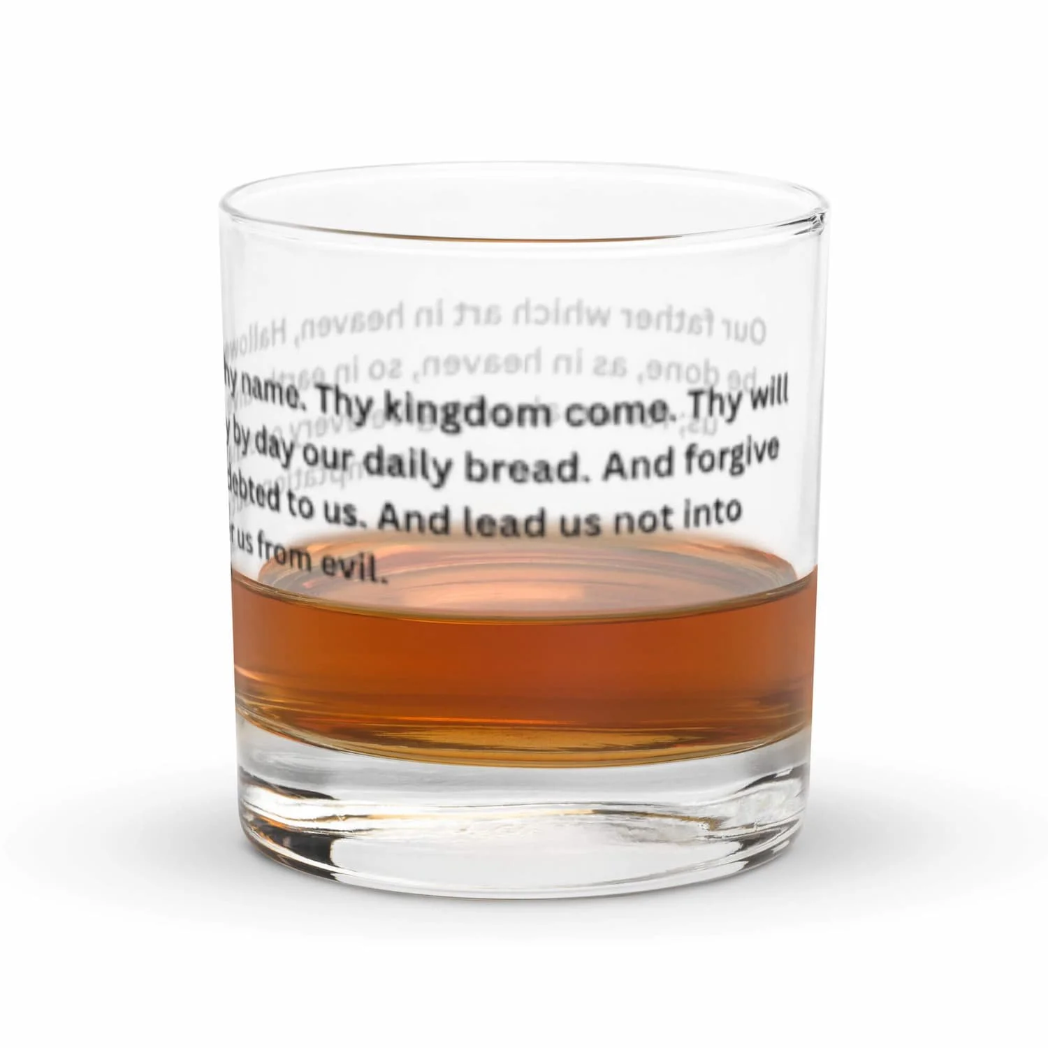 10.5 oz clear rocks glass, left side view, thick and durable drinking glass