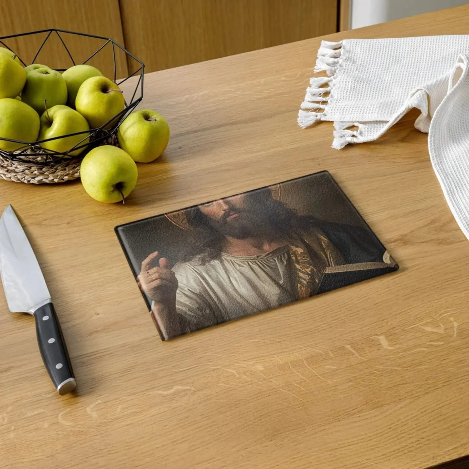 Through Me You Discover Faith –Christian Glass Cutting Board