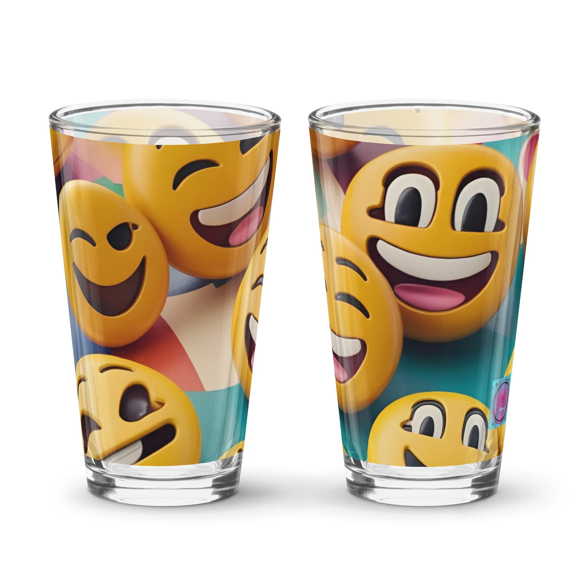 Retro Smiley Face 16 oz shaker-style pint glass for beverages, collectible and fun drinkware