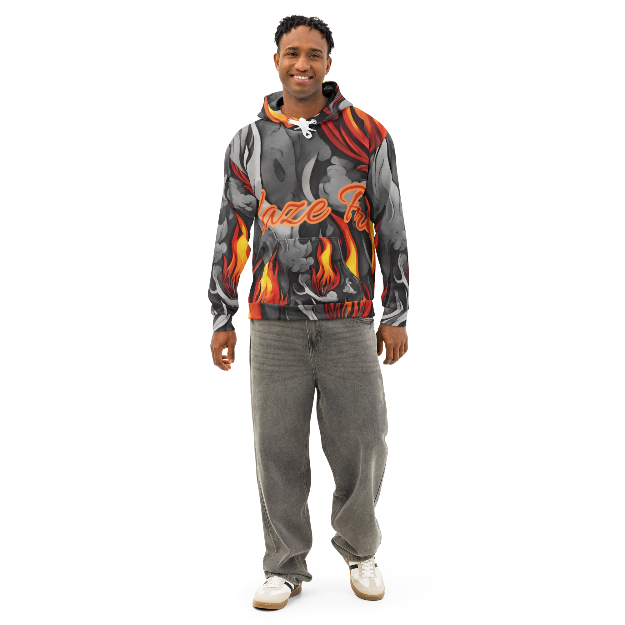 Fire Flames & Smoke Graphic Hoodie – Bold Burning Flame Streetwear Pullover, Cozy Unisex Hoodie Gift for Men & Women