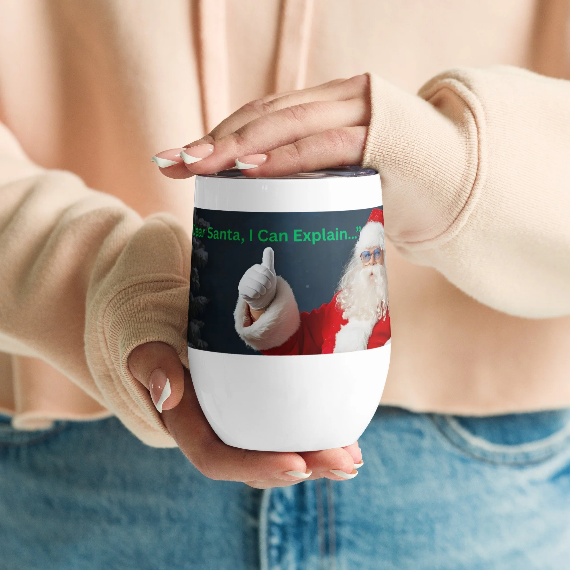 Dear Santa I Can Explain 12oz wine tumbler funny Christmas stainless steel gift for adults