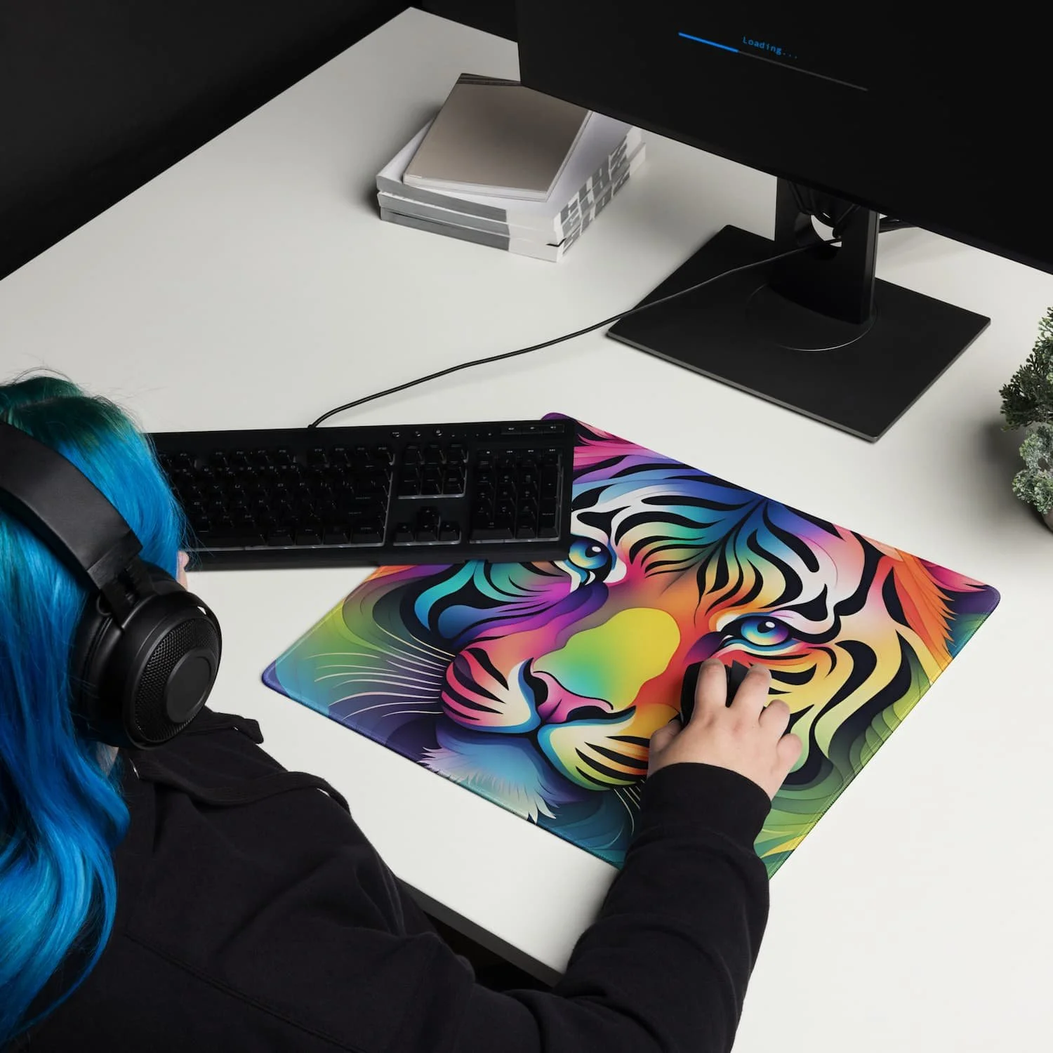 Rainbow Tiger XL Gaming Mouse Pad – Colorful Desk Mat