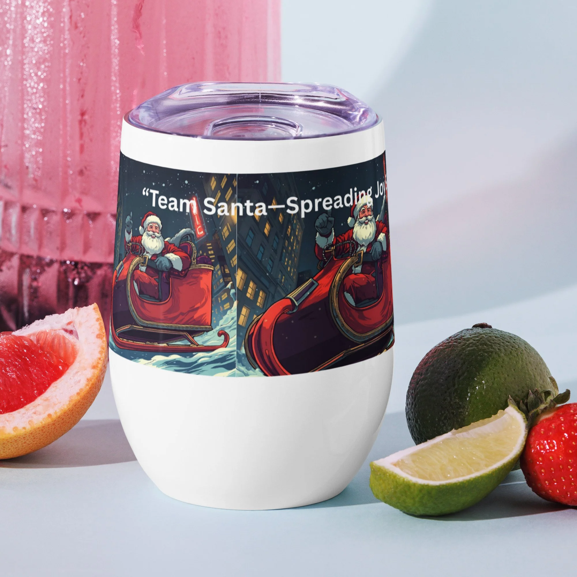 Funny Christmas wine tumbler Team Santa holiday stainless steel drinkware gift