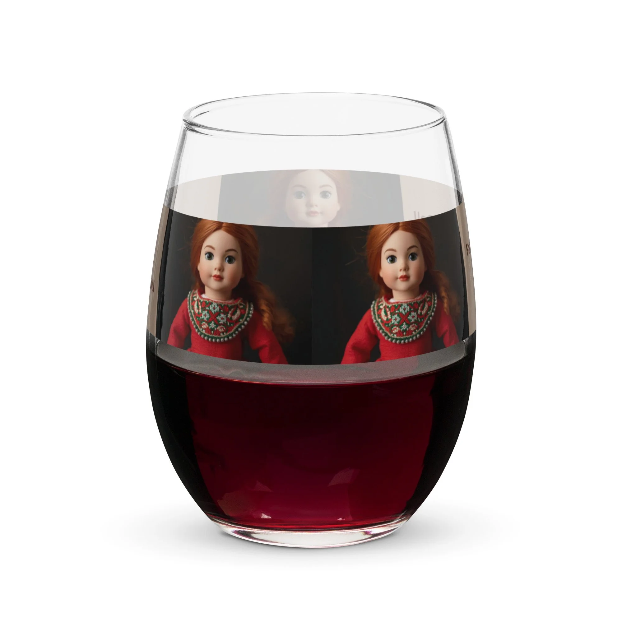 15oz wine glass featuring traditional Algerian collector doll design – cultural gift and collectible glassware