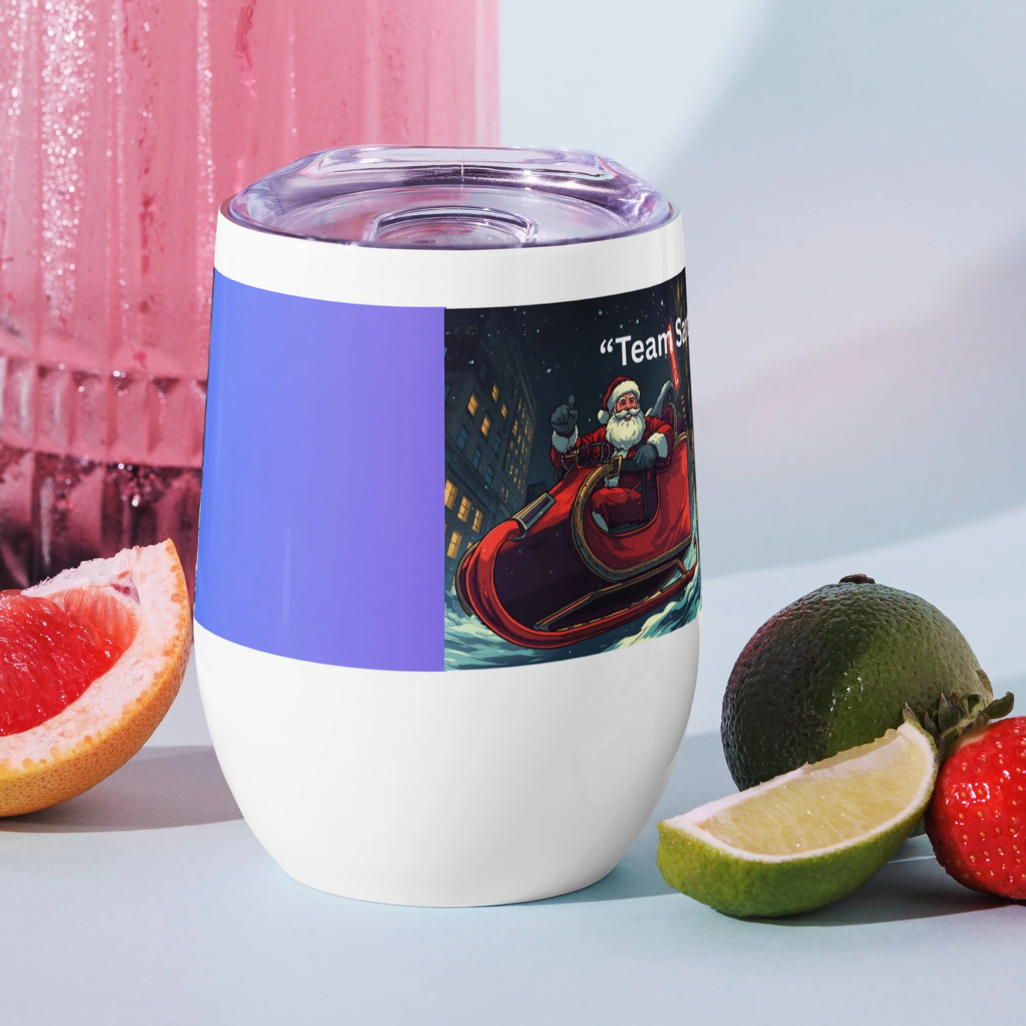 Funny Christmas wine tumbler Team Santa holiday stainless steel drinkware gift