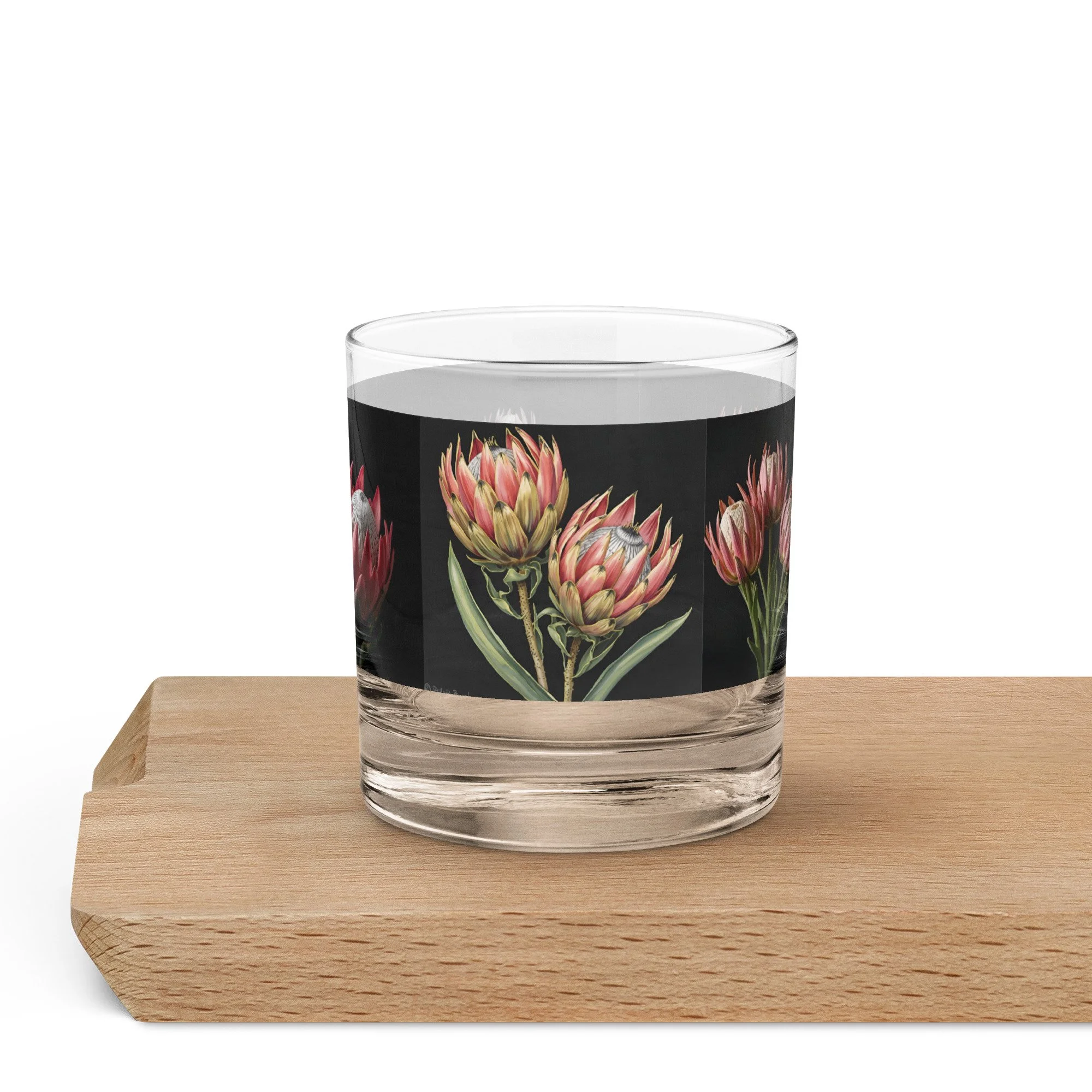Floral rocks glass with elegant flower design for cocktails and whiskey