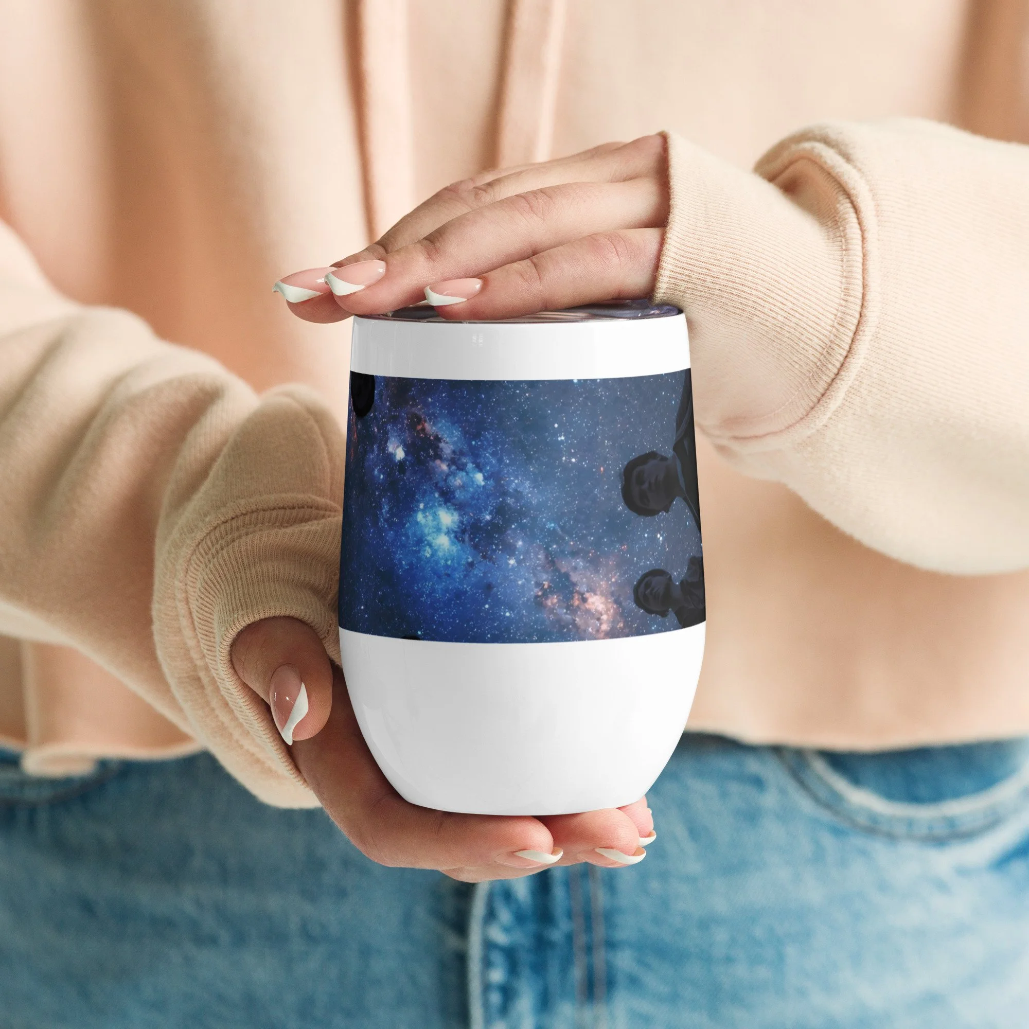Starry sky 12oz wine tumbler cosmic celestial design unique insulated gift for stargazers