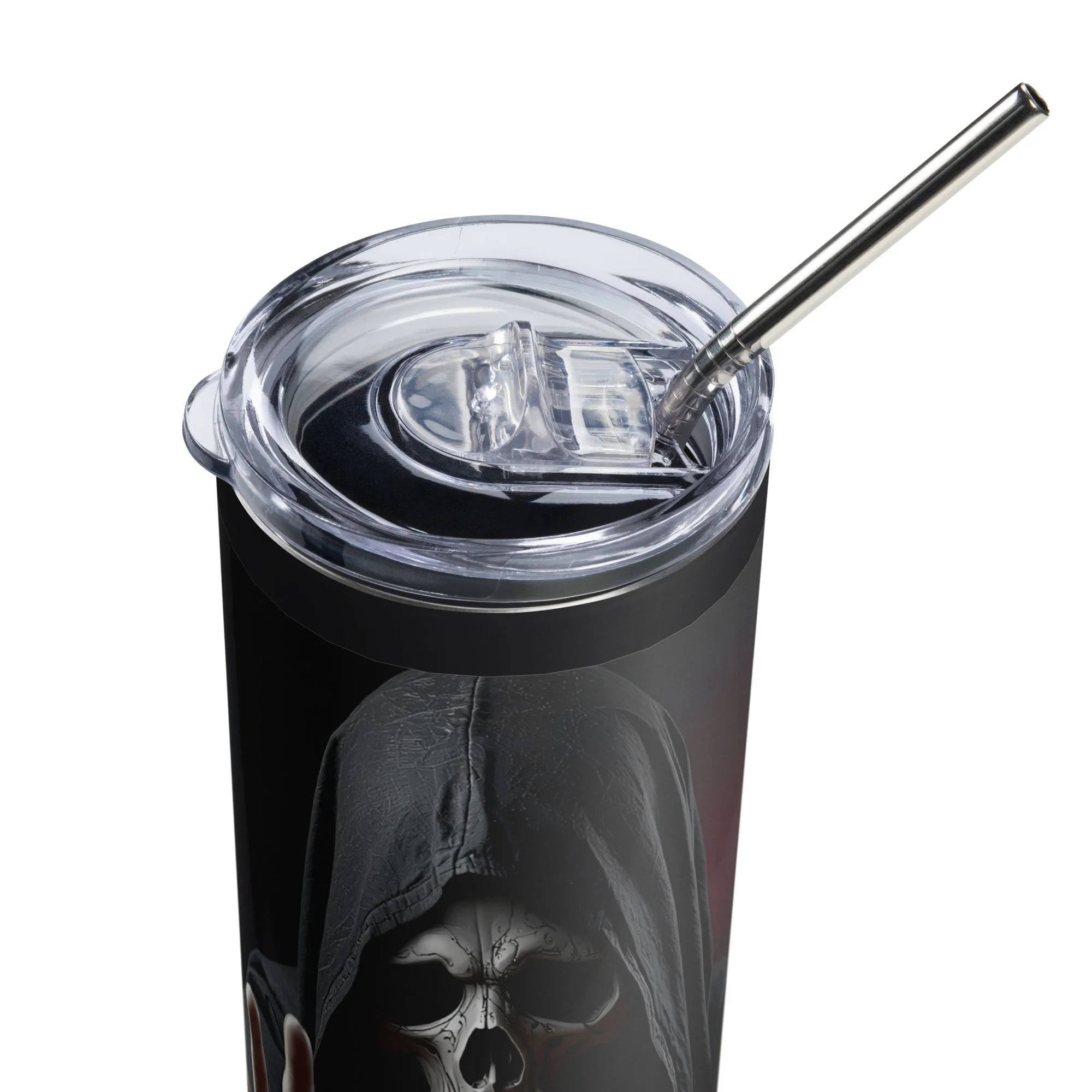 Gothic biker skeleton motorcycle tumbler insulated stainless steel cup for riders