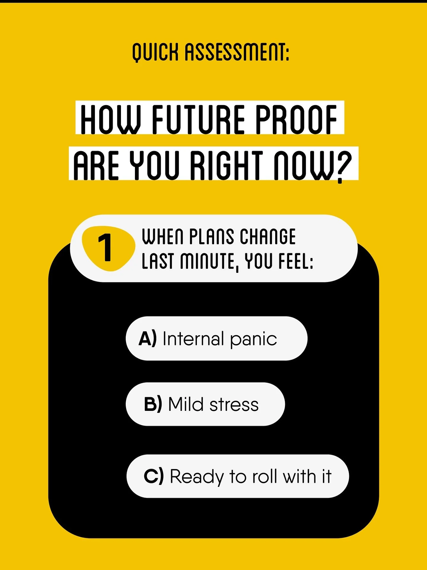 Mostly A's: Your changeability needs activation 
Mostly B's: You're building the skill 
Mostly C's: You're already future proof! 

Good news: Everyone can move toward more C&rsquo;s with practice 💪🏻 

Find the best exercises in my book. Link in bio