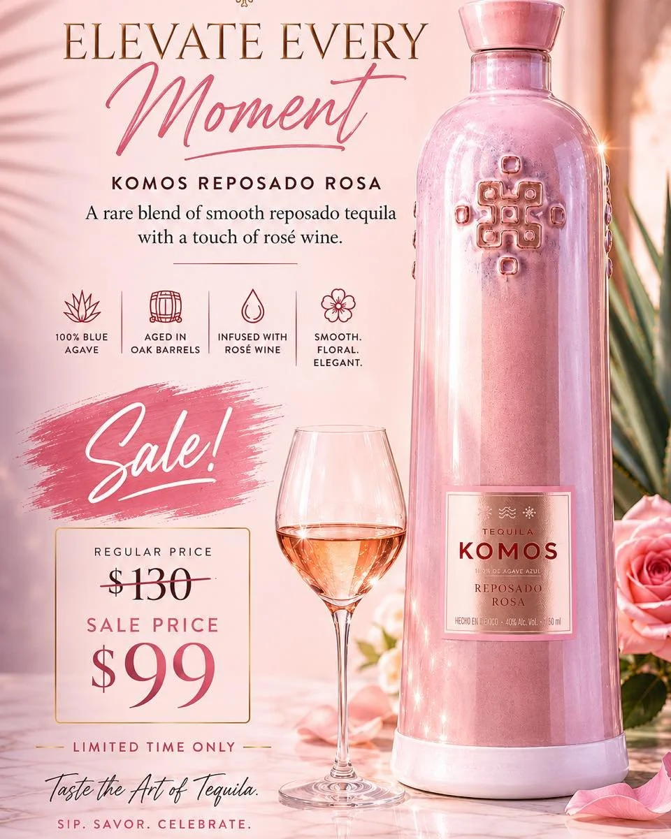 We are overstocked on some delicious and special tequila. Komos Reposado Rosa is aged in French oak red wine barrels for two months with red grape skins, which impart a beautiful, natural pink hue. The final touch is gentle aeration: the winemaking t