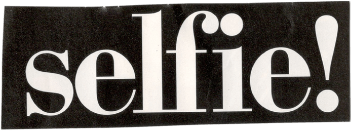 Black background with the word "selfie!" in large, white lowercase letters.